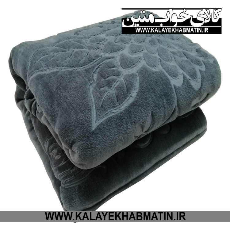 پتوی گلبافت مدل برتر امبوس رنگ دودی تیره (خاکستری)