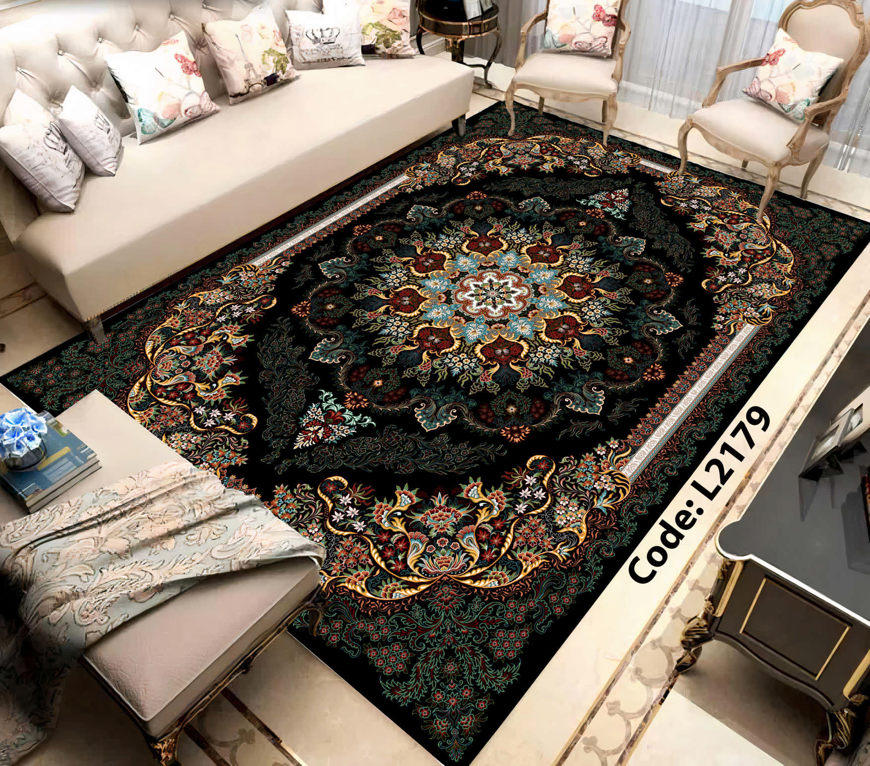 روفرشی کشدار (کاور فرش) و فرشینه و پادری کالای خواب متین کد L 2179