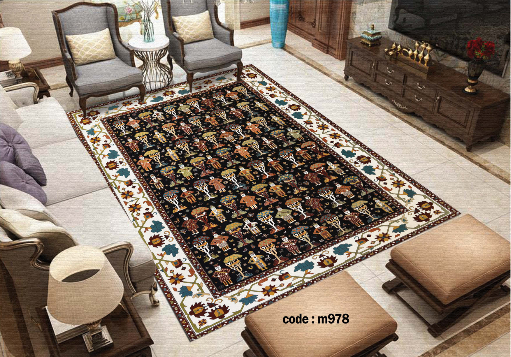 روفرشی کشدار (کاور فرش) و فرشینه و پادری کالای خواب متین کد m978