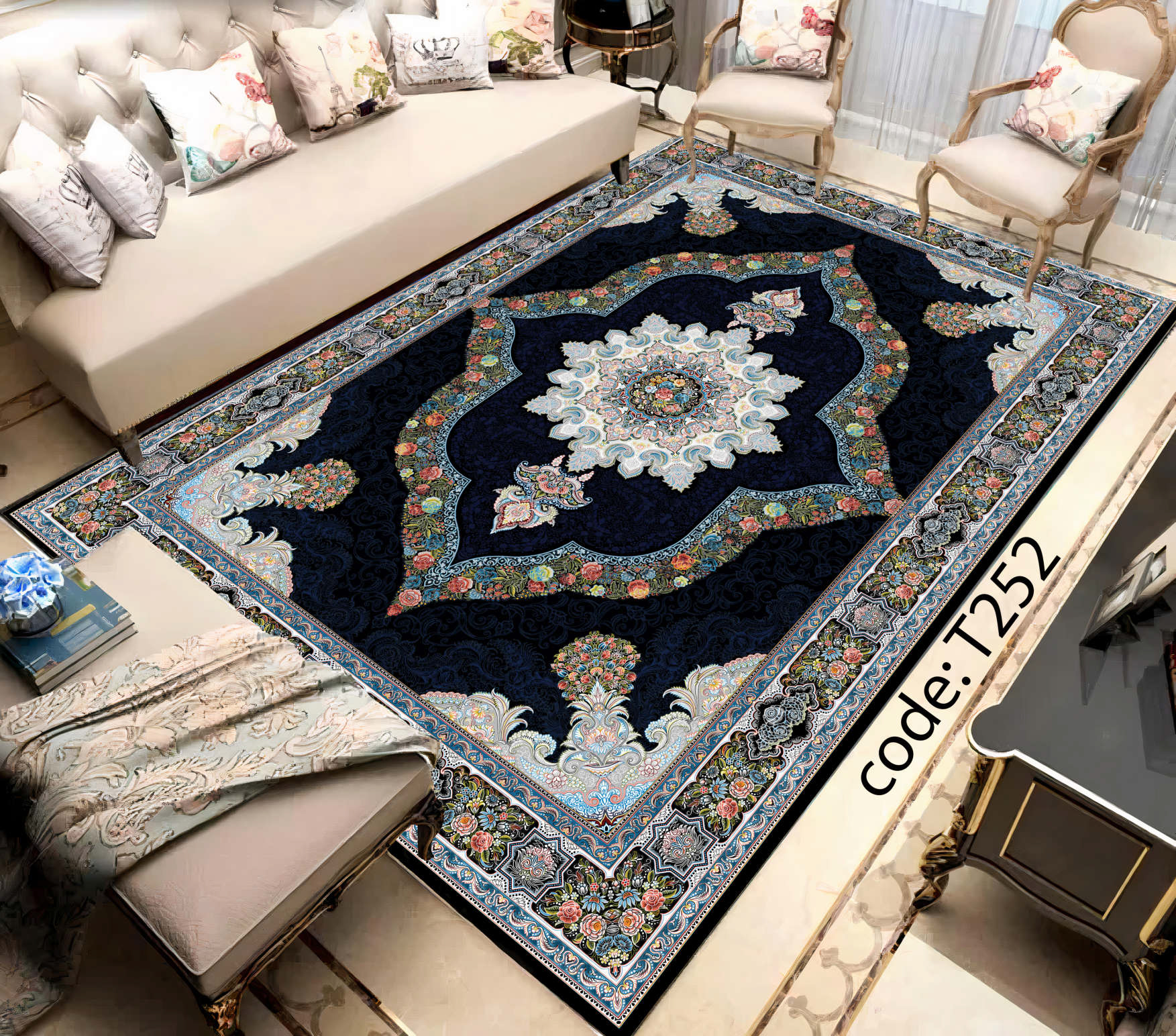 روفرشی کشدار (کاور فرش) و فرشینه و پادری کالای خواب متین کد T 252