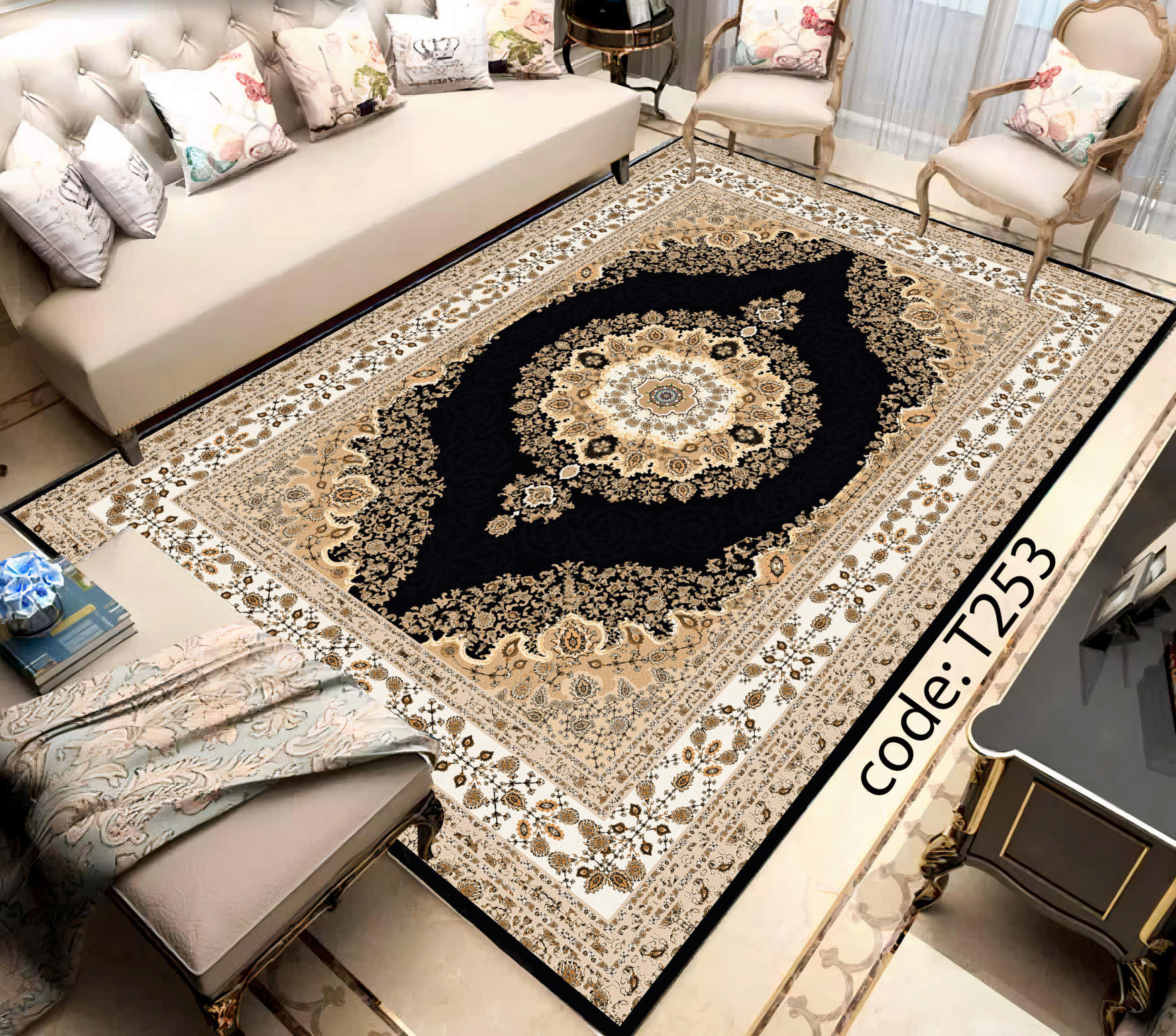 روفرشی کشدار (کاور فرش) و فرشینه و پادری کالای خواب متین کد T 253