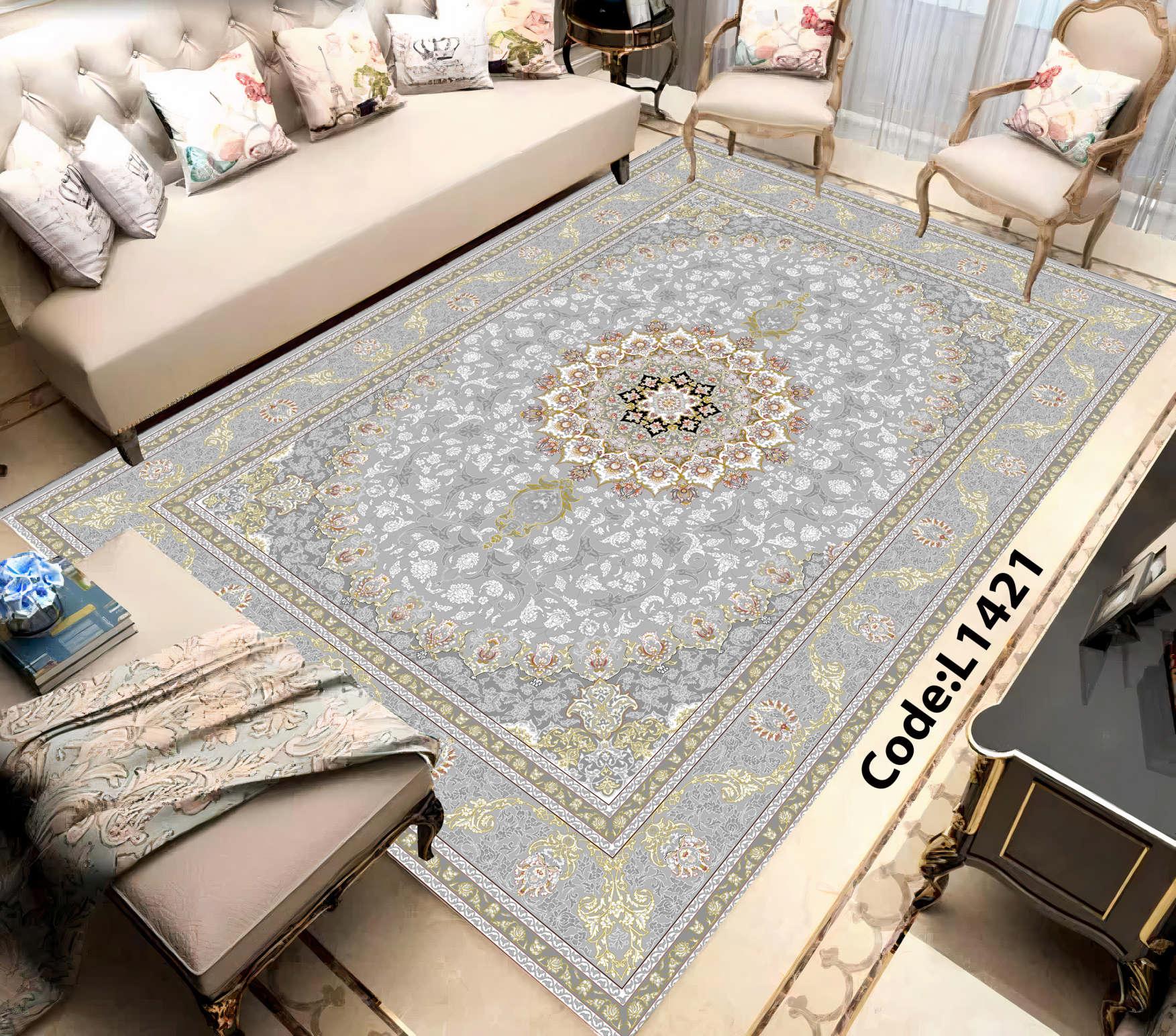 روفرشی کشدار (کاور فرش) و فرشینه و پادری کالای خواب متین کد L 1421