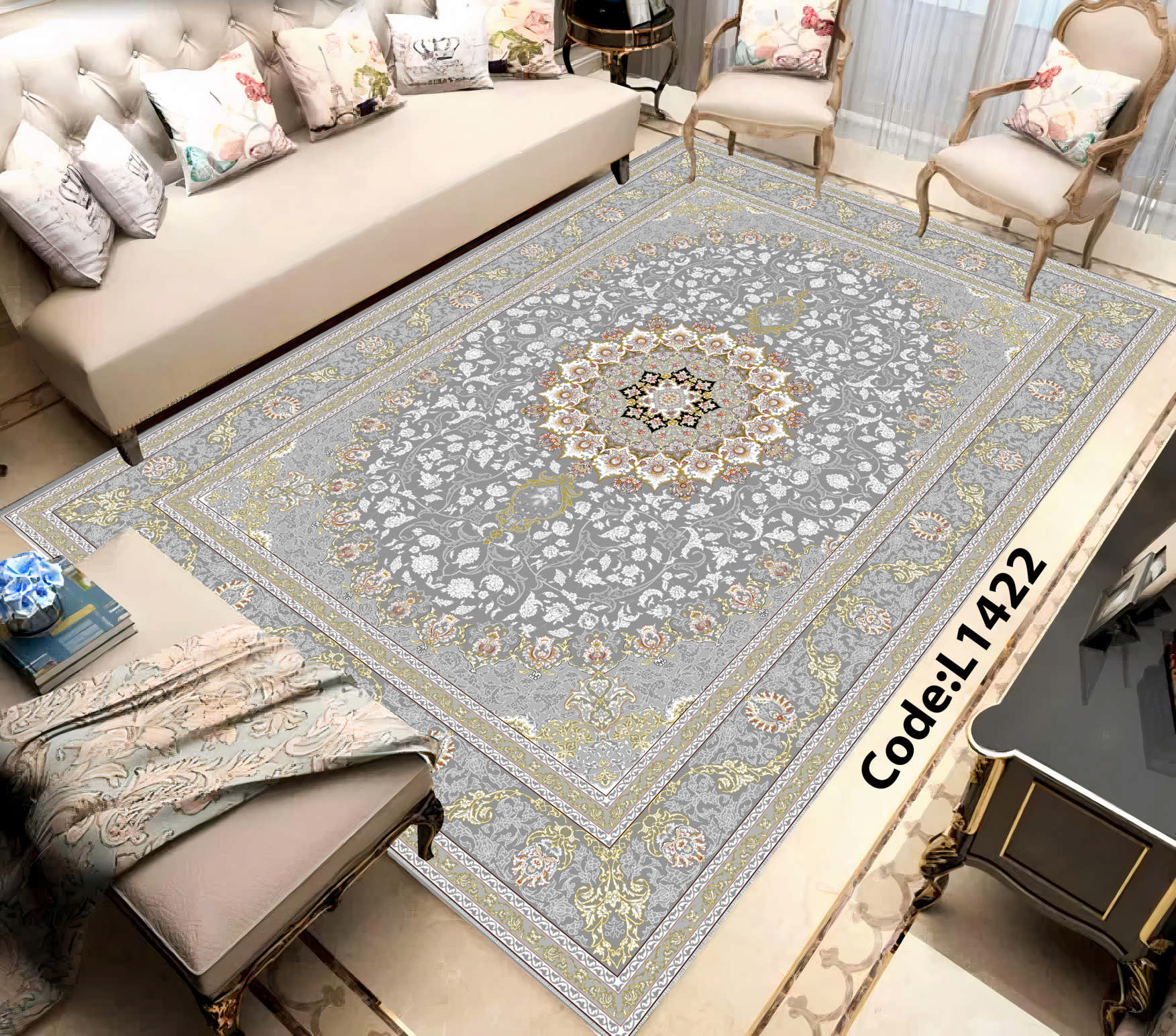 روفرشی کشدار (کاور فرش) و فرشینه و پادری کالای خواب متین کد L 1422