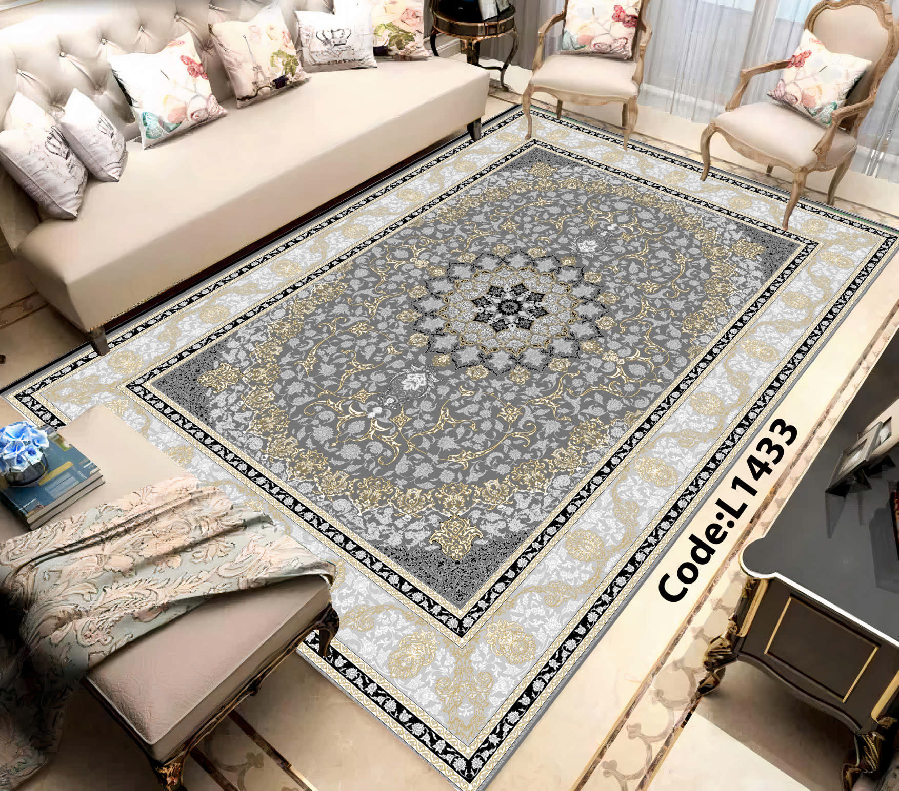 روفرشی کشدار (کاور فرش) و فرشینه و پادری کالای خواب متین کد L 1433