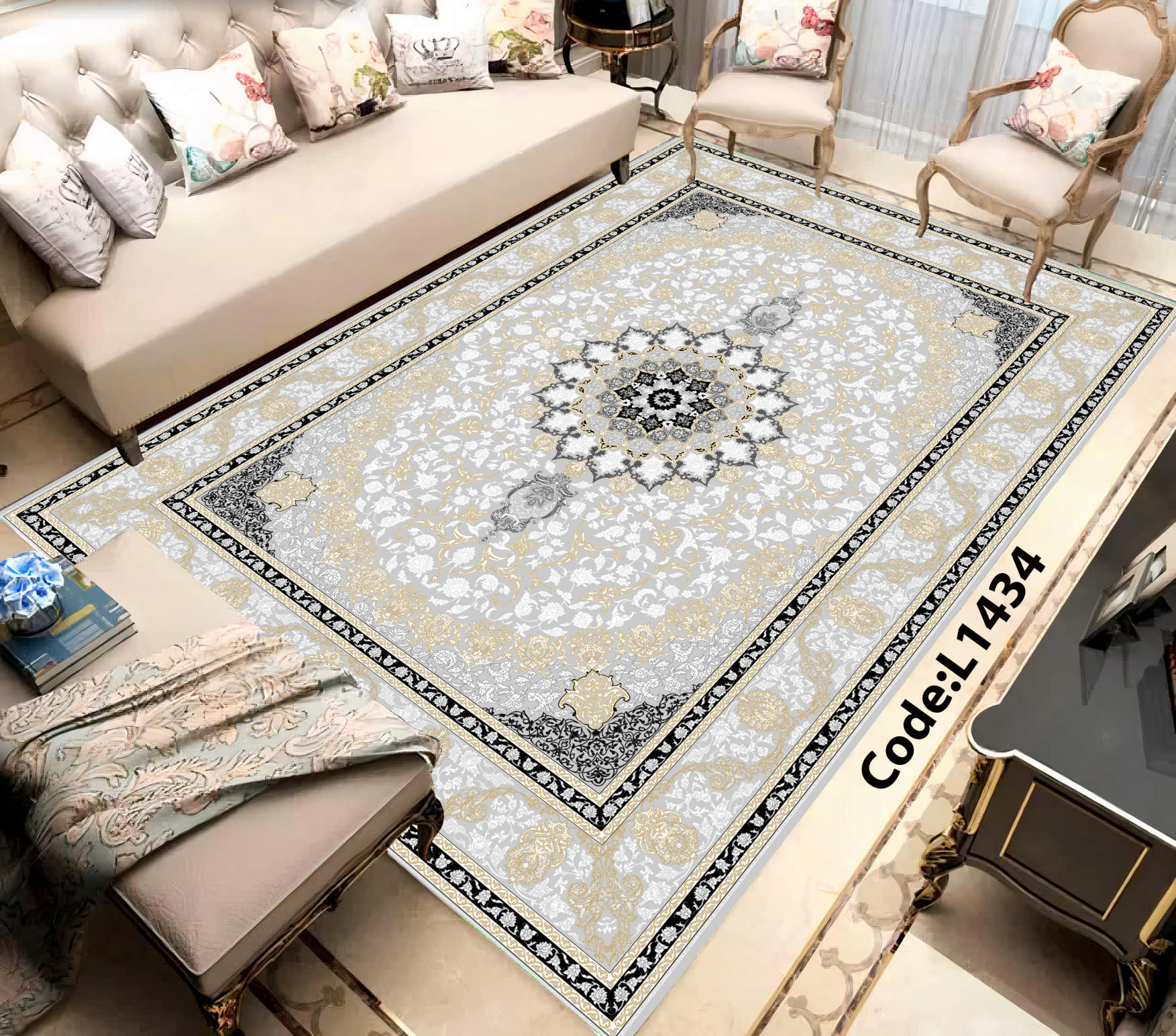 روفرشی کشدار (کاور فرش) و فرشینه و پادری کالای خواب متین کد L 1434