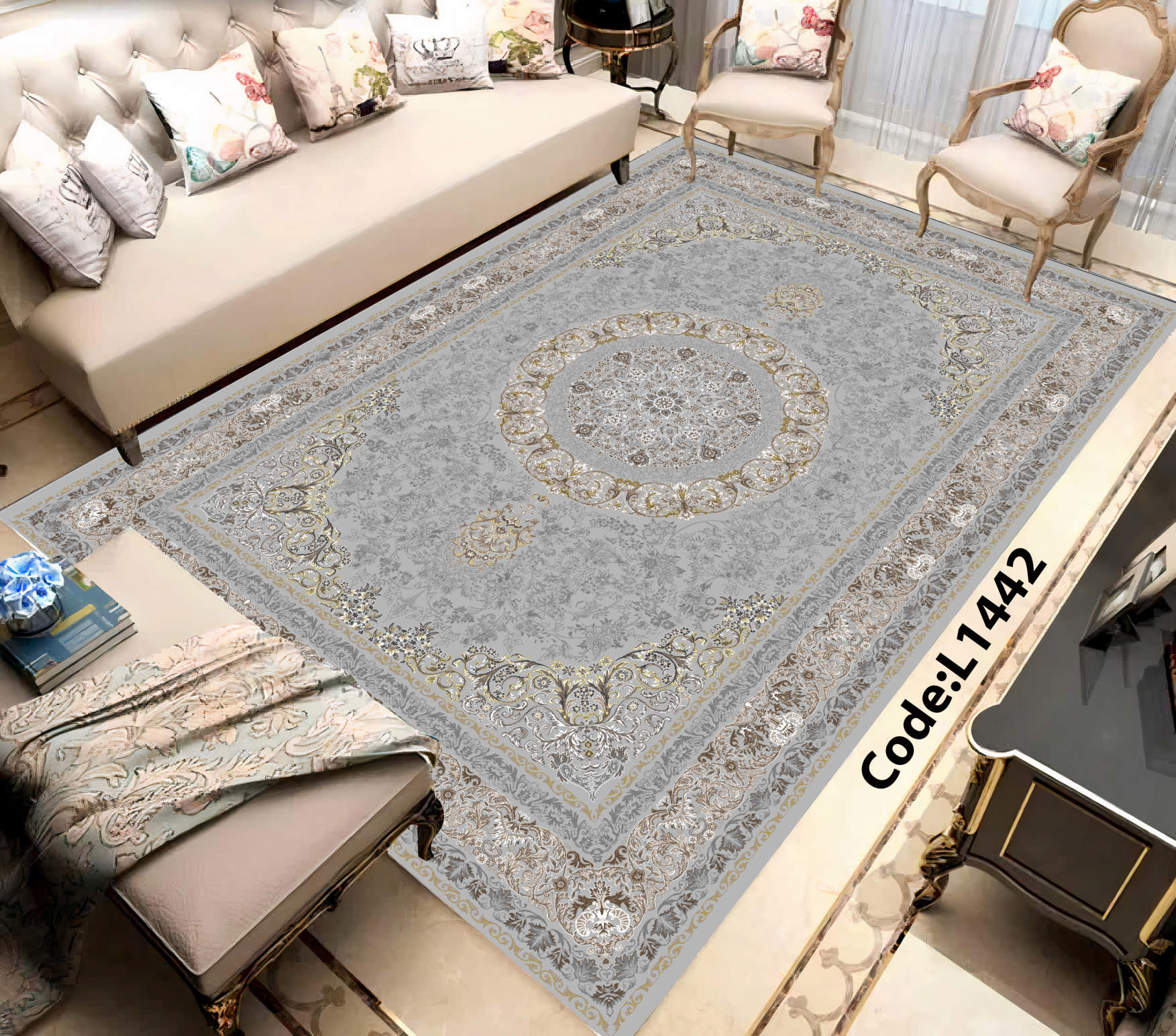 روفرشی کشدار (کاور فرش) و فرشینه و پادری کالای خواب متین کد L 1442