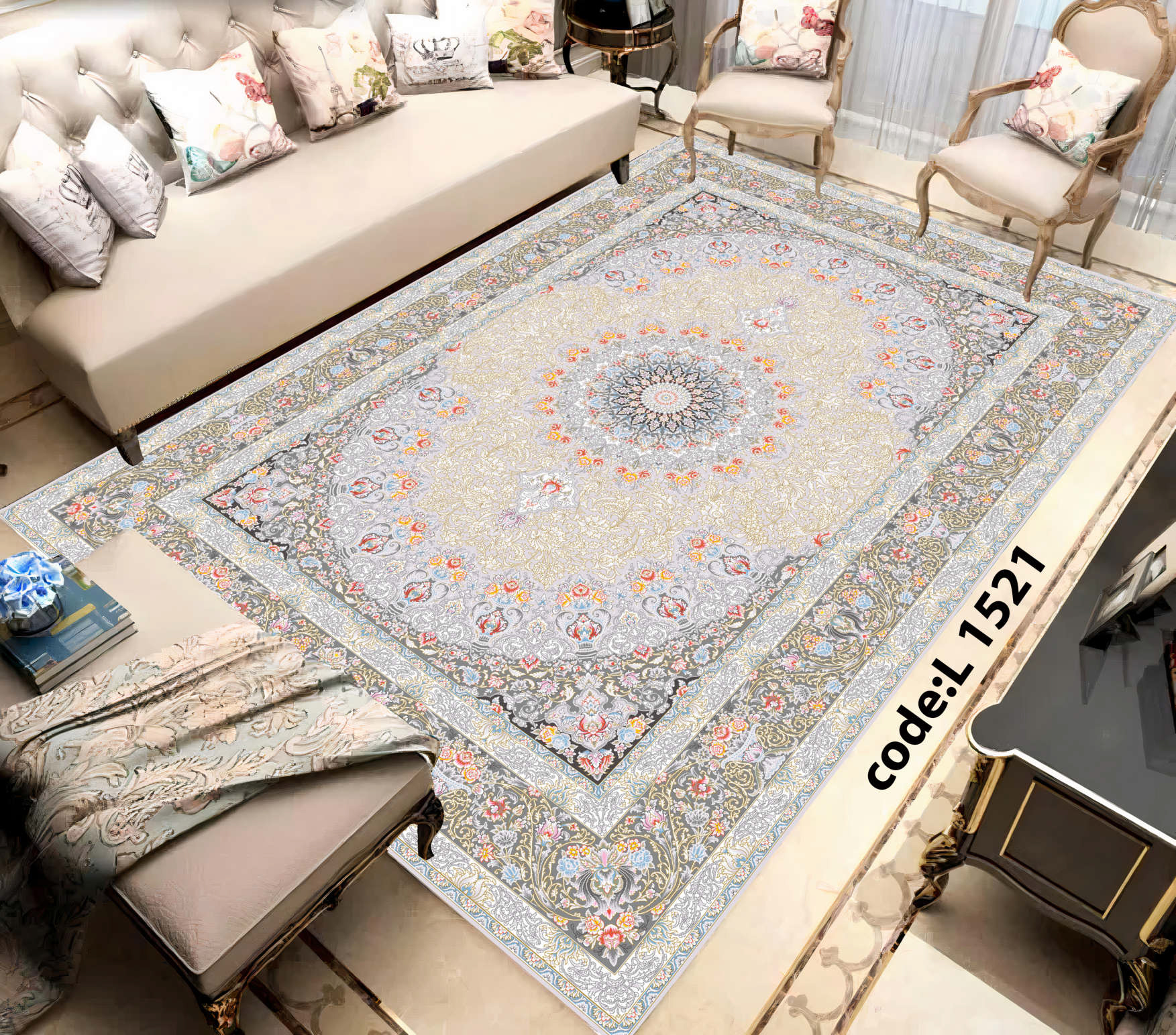 روفرشی کشدار (کاور فرش) و فرشینه و پادری کالای خواب متین کد L 1521