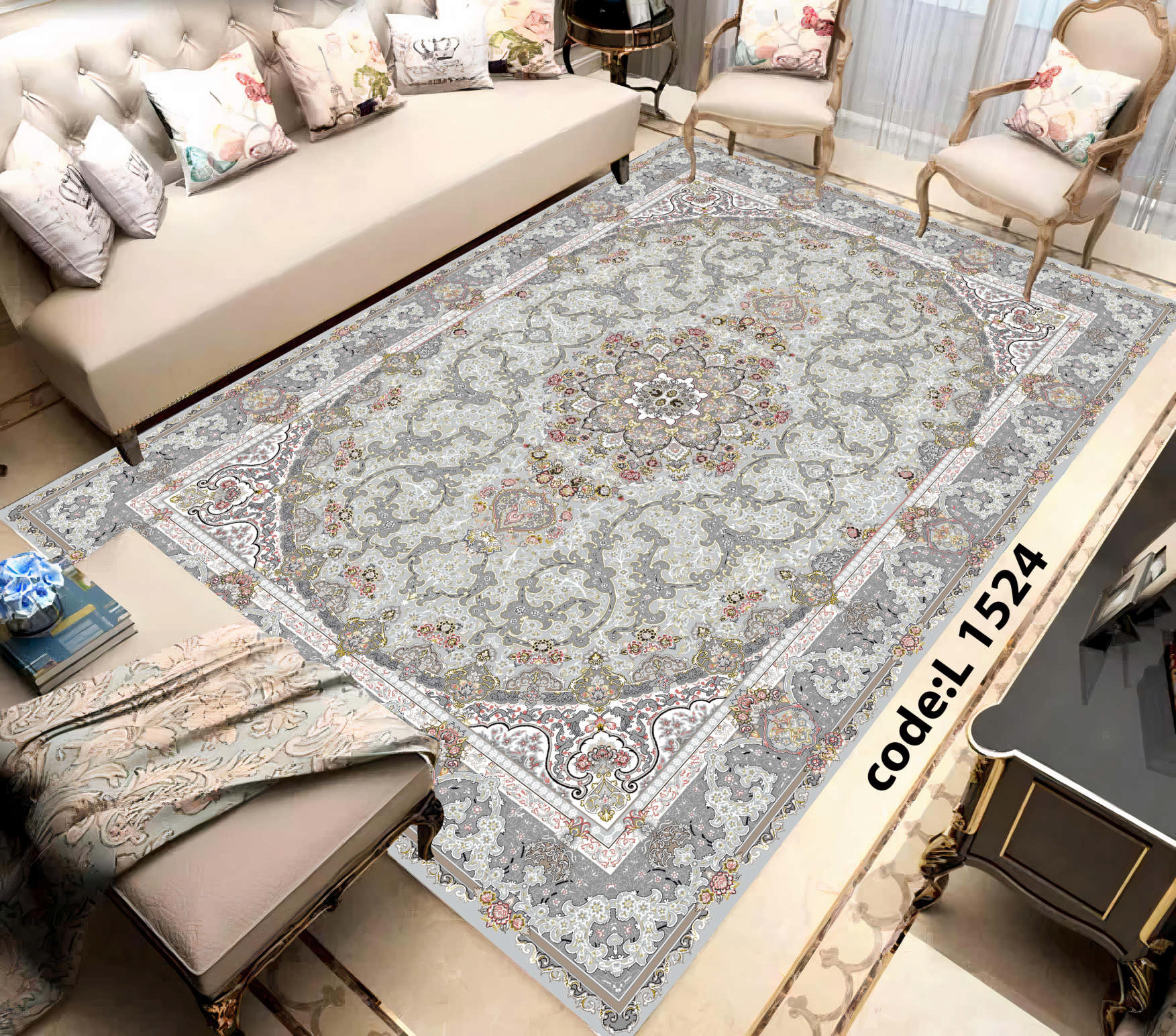 روفرشی کشدار (کاور فرش) و فرشینه و پادری کالای خواب متین کد L 1524