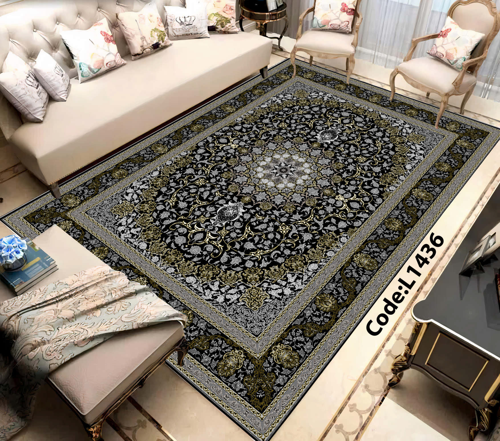 روفرشی کشدار (کاور فرش) و فرشینه و پادری کالای خواب متین کد L 1436