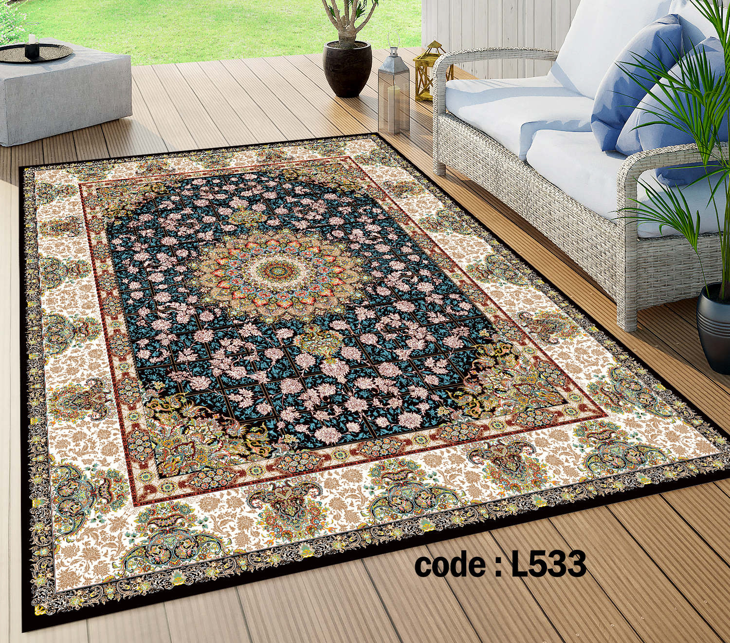 روفرشی کشدار (کاور فرش) و فرشینه و پادری کالای خواب متین کد L 533
