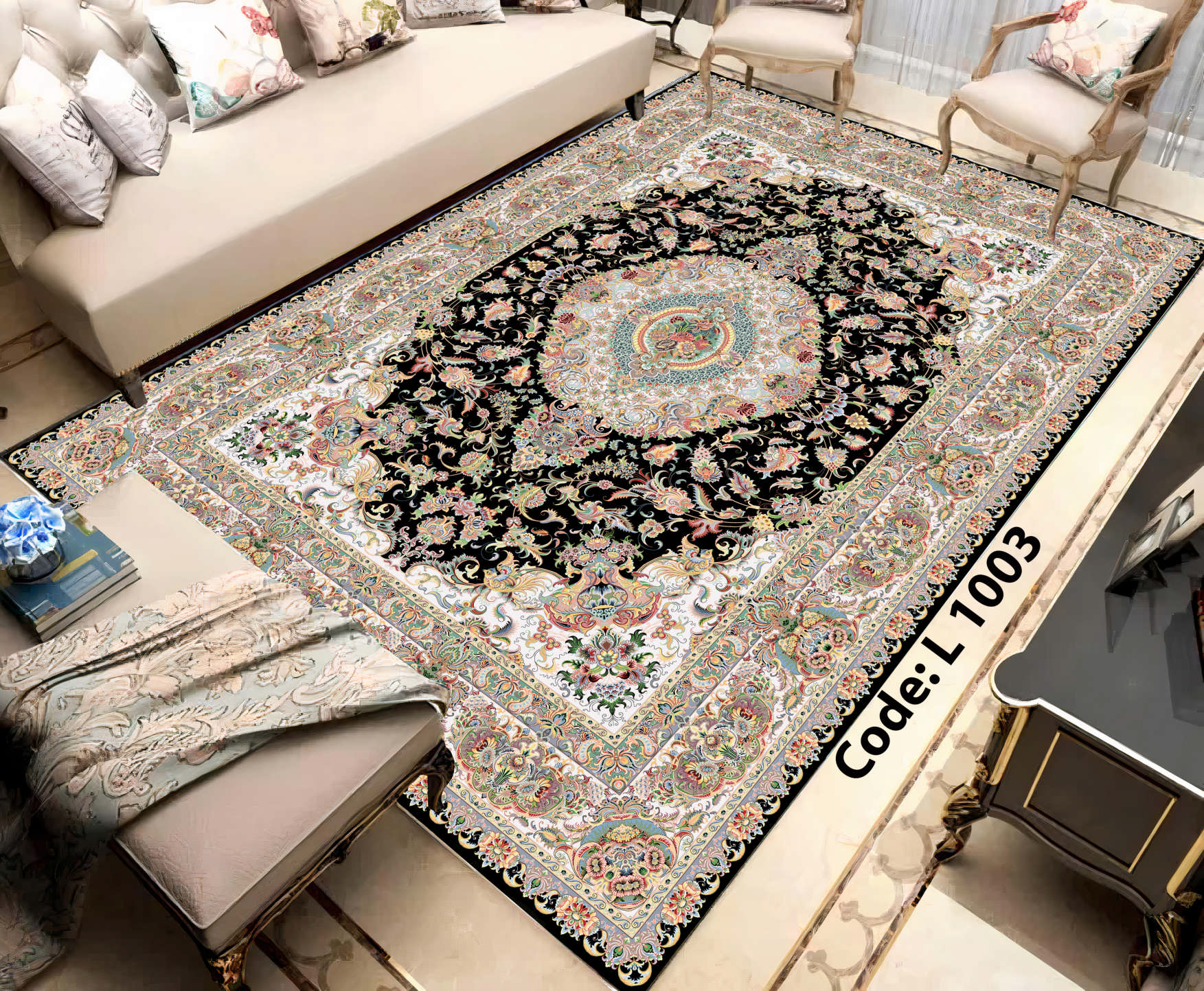روفرشی کشدار (کاور فرش) و فرشینه و پادری کالای خواب متین کد L 1003