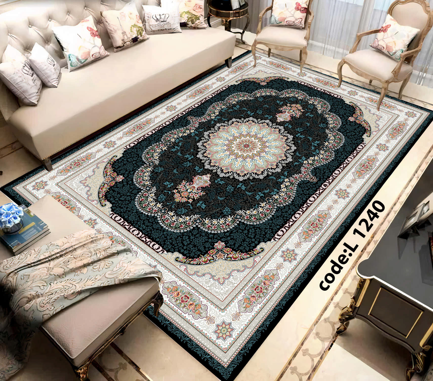 روفرشی کشدار (کاور فرش) و فرشینه و پادری کالای خواب متین کد L 1240