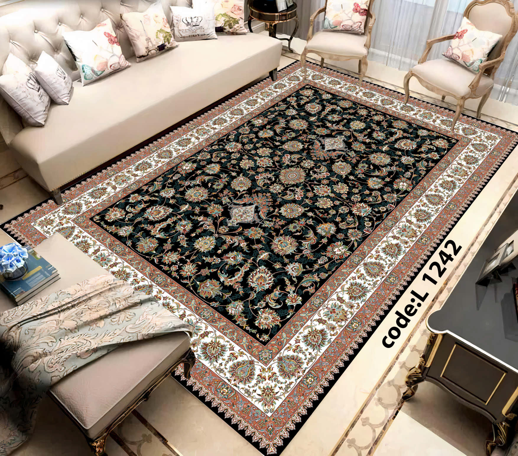 روفرشی کشدار (کاور فرش) و فرشینه و پادری کالای خواب متین کد L 1242