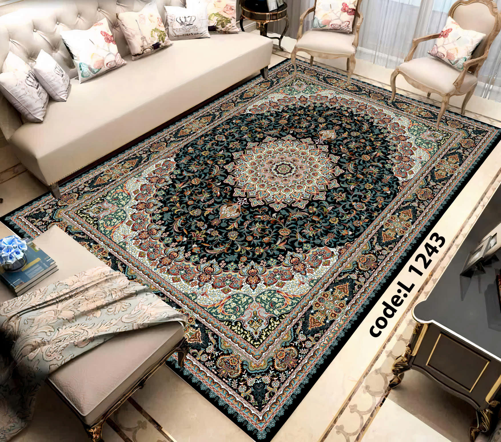 روفرشی کشدار (کاور فرش) و فرشینه و پادری کالای خواب متین کد L 1243