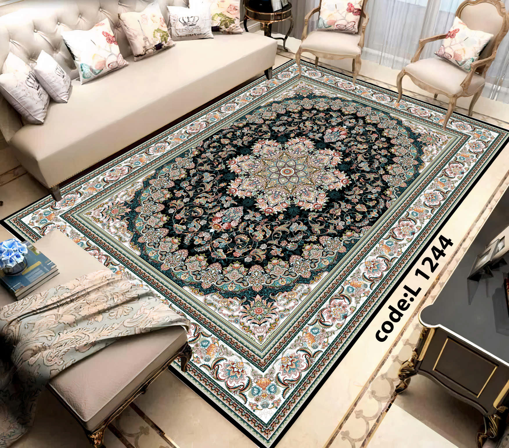 روفرشی کشدار (کاور فرش) و فرشینه و پادری کالای خواب متین کد L 1244