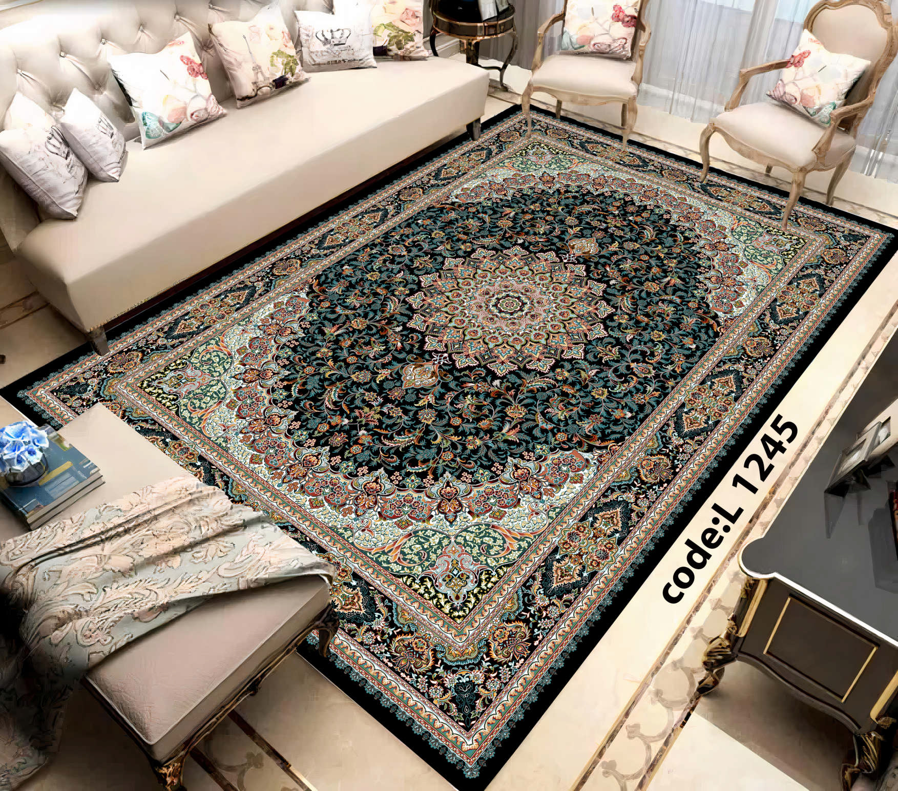 روفرشی کشدار (کاور فرش) و فرشینه و پادری کالای خواب متین کد L 1245