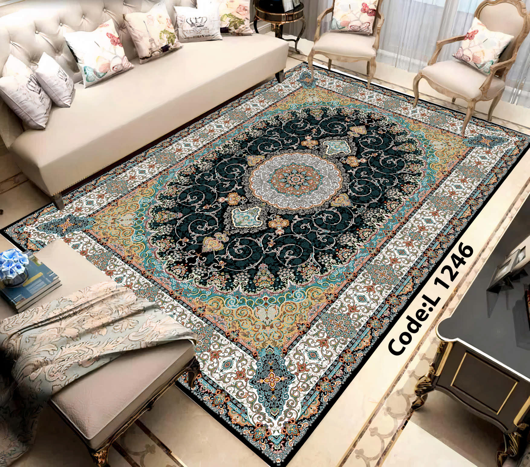روفرشی کشدار (کاور فرش) و فرشینه و پادری کالای خواب متین کد L 1246
