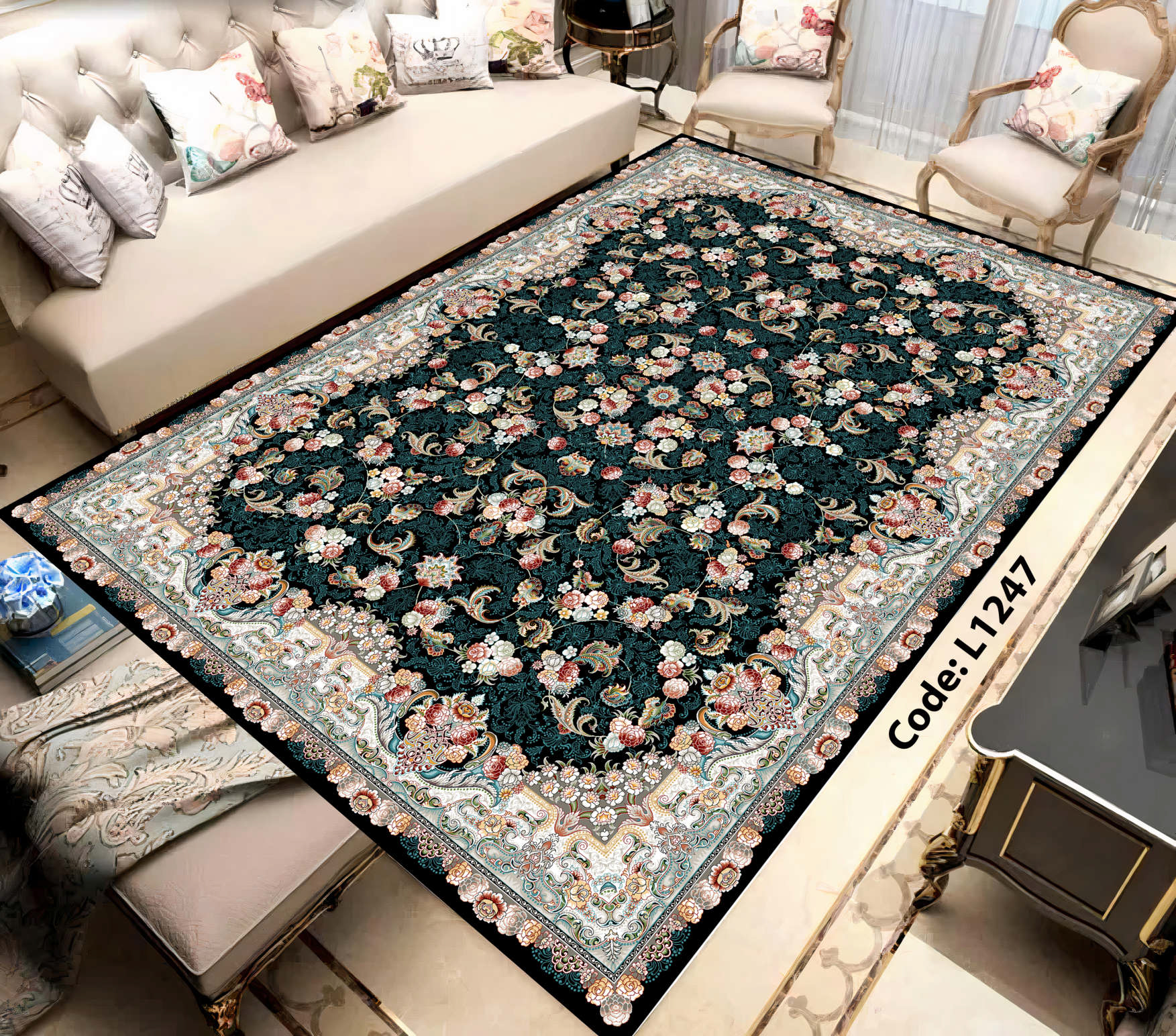 روفرشی کشدار (کاور فرش) و فرشینه و پادری کالای خواب متین کد L 1247
