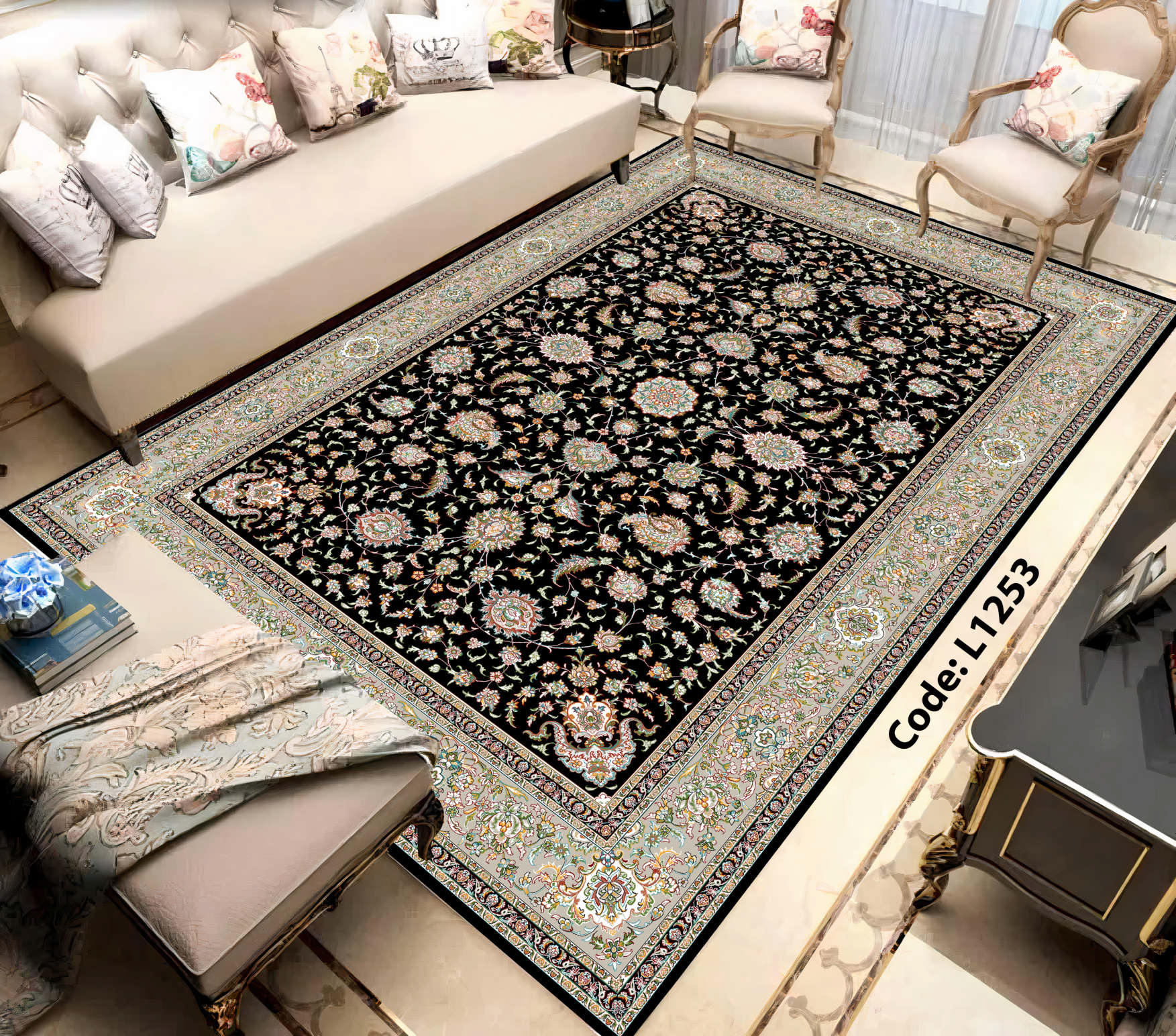 روفرشی کشدار (کاور فرش) و فرشینه و پادری کالای خواب متین کد L 1253