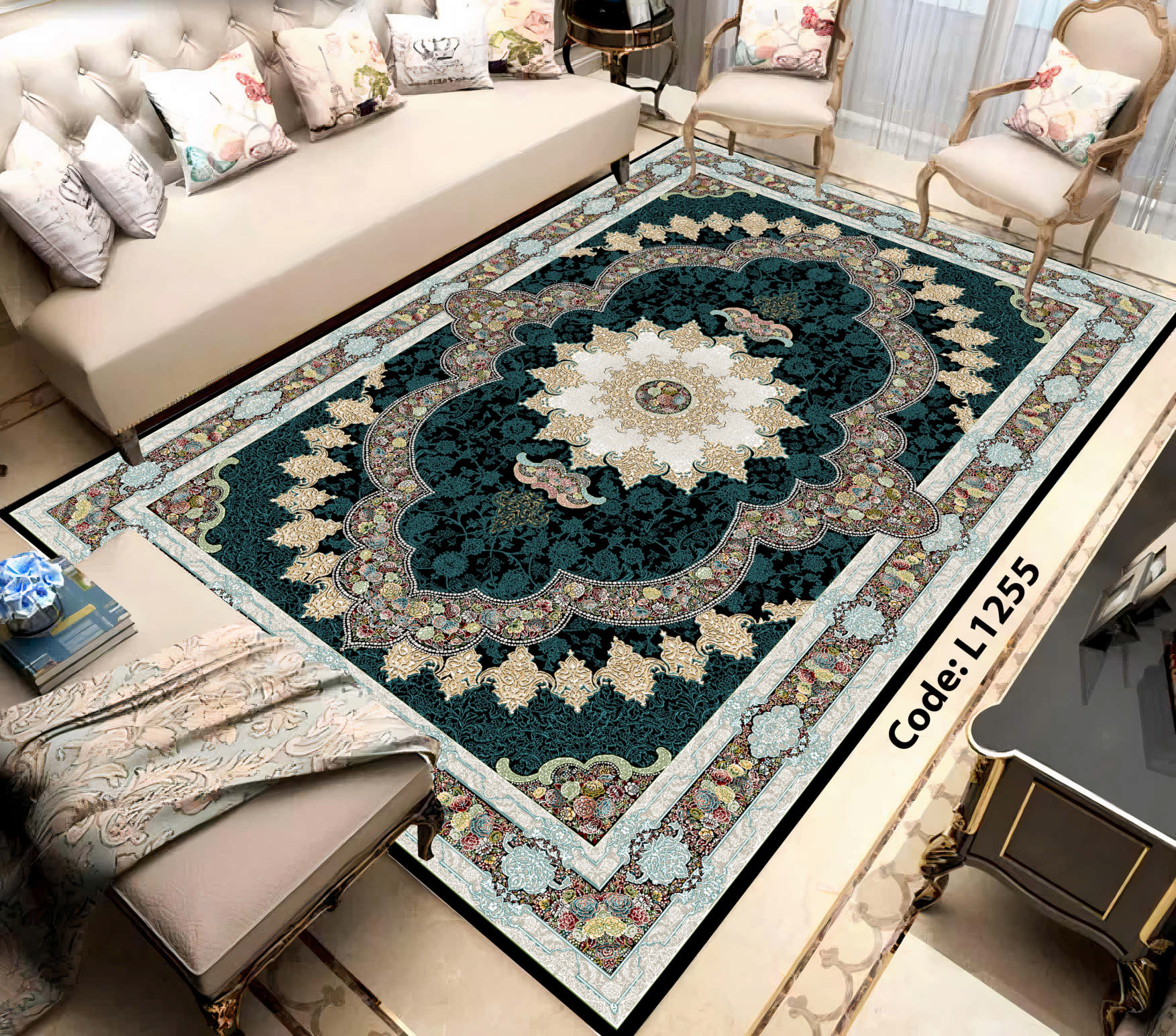 روفرشی کشدار (کاور فرش) و فرشینه و پادری کالای خواب متین کد L 1255