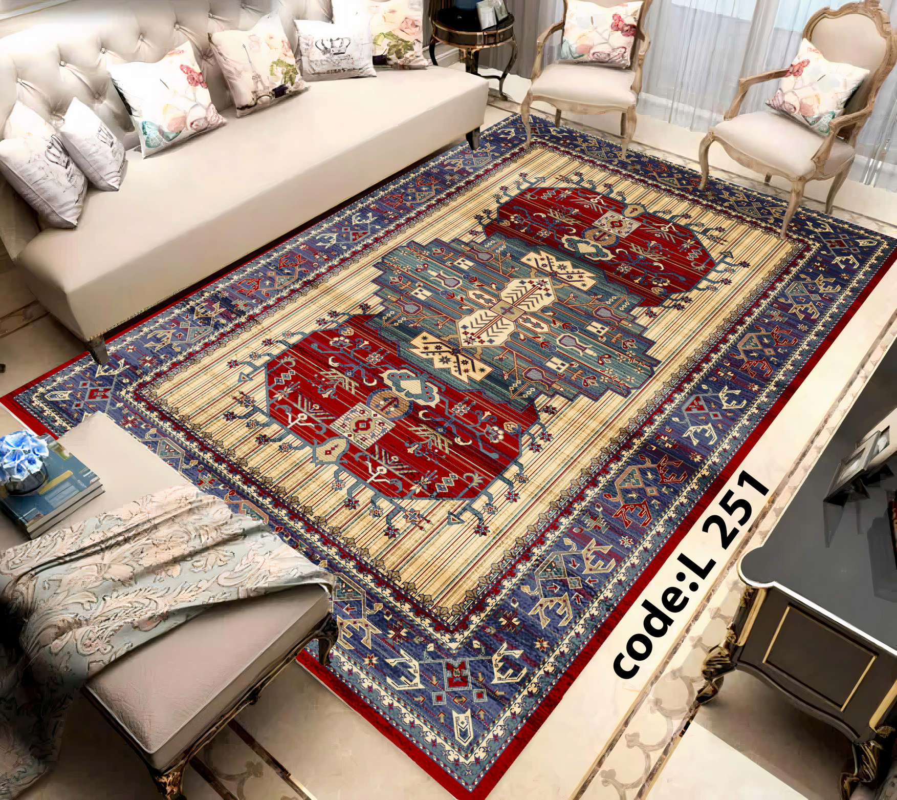 روفرشی کشدار (کاور فرش) و فرشینه و پادری کالای خواب متین کد L 251