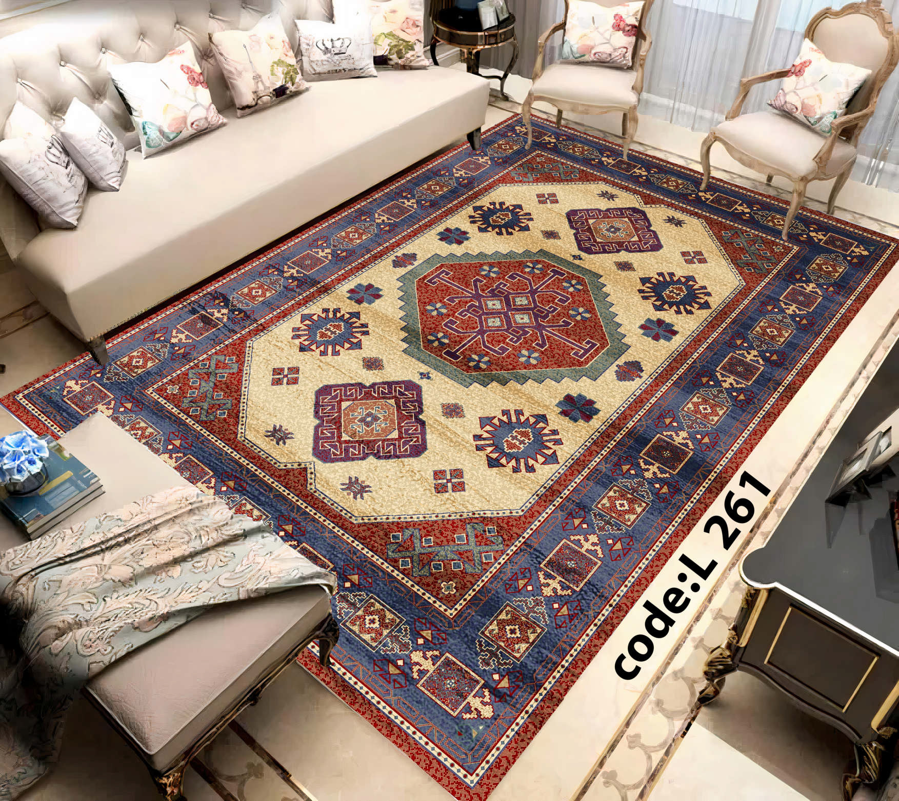 روفرشی کشدار (کاور فرش) و فرشینه و پادری کالای خواب متین کد L 261