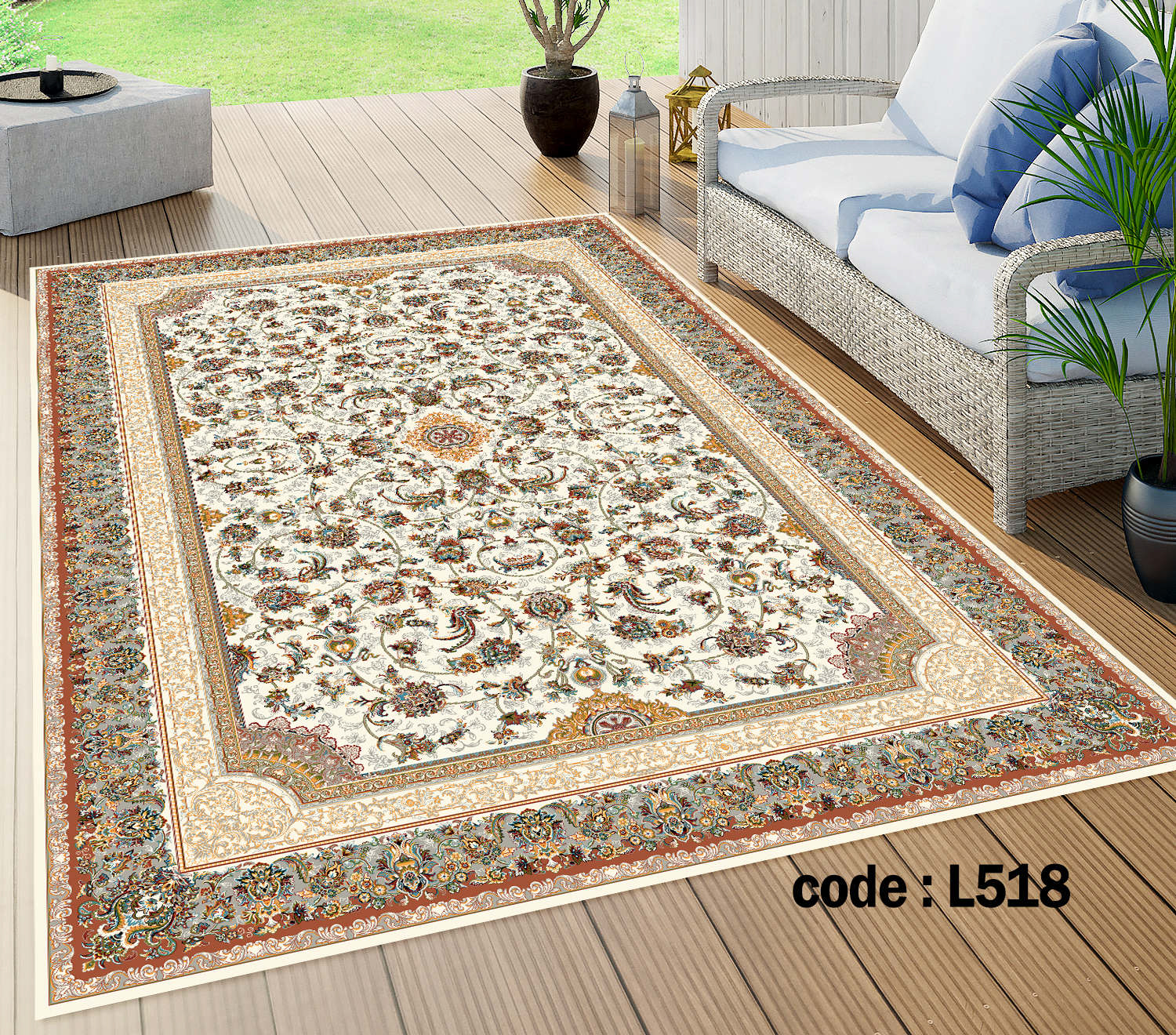 روفرشی کشدار (کاور فرش) و فرشینه و پادری کالای خواب متین کد L 518