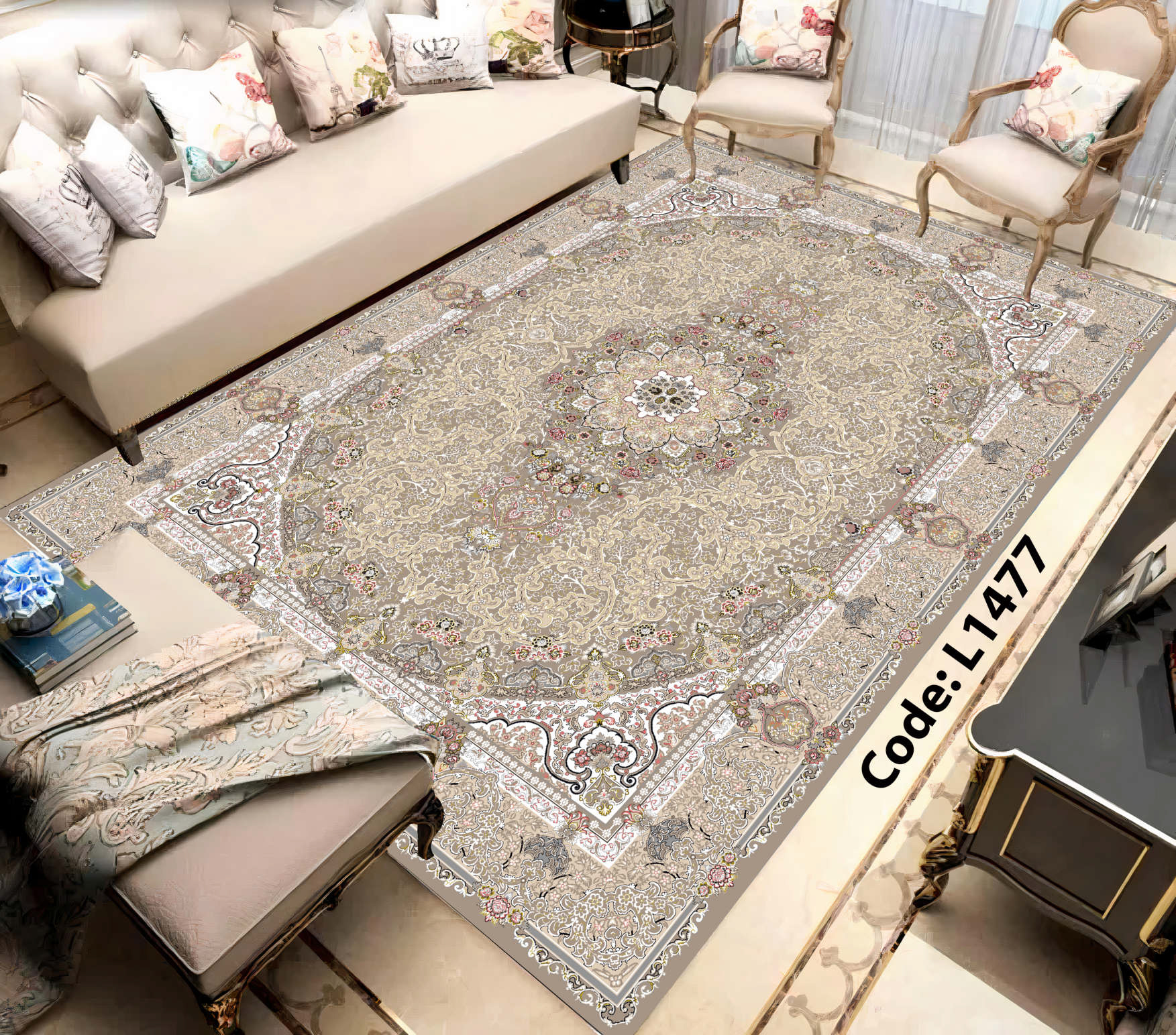 روفرشی کشدار (کاور فرش) و فرشینه و پادری کالای خواب متین کد L 1477