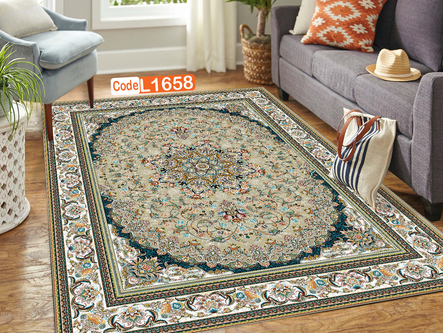 روفرشی کشدار (کاور فرش) و فرشینه و پادری کالای خواب متین کد L 1658