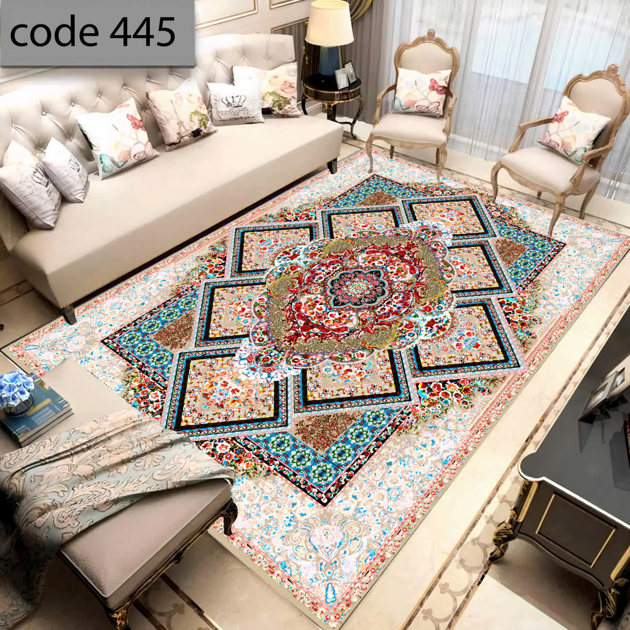 روفرشی کشدار (کاور فرش) و فرشینه و پادری کالای خواب متین کد 445