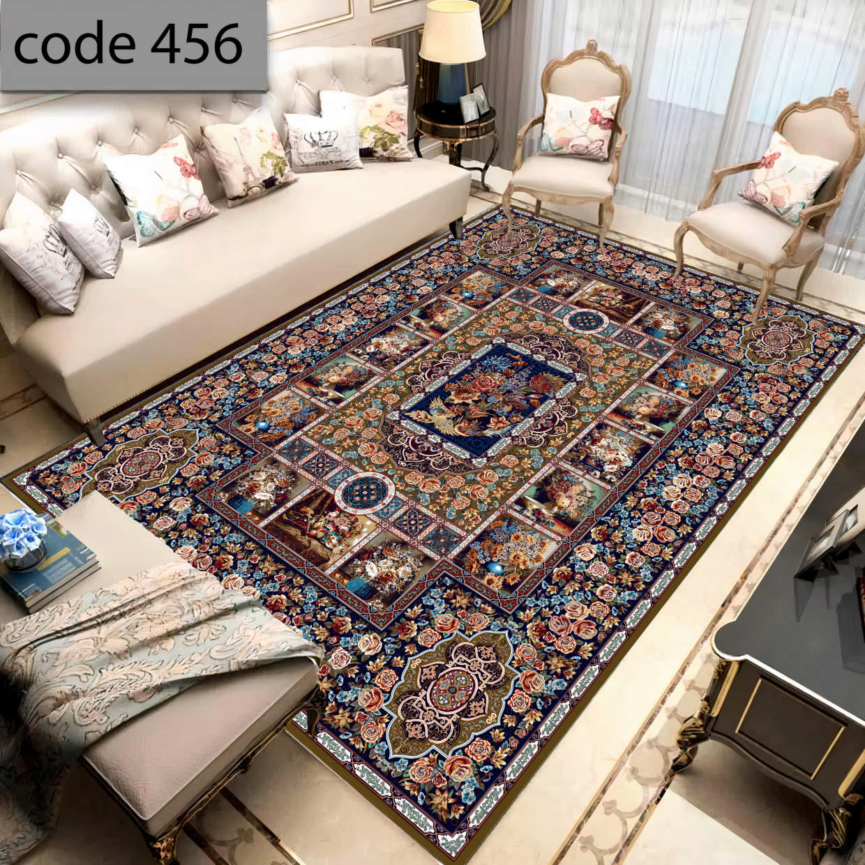 روفرشی کشدار (کاور فرش) و فرشینه و پادری کالای خواب متین کد 456