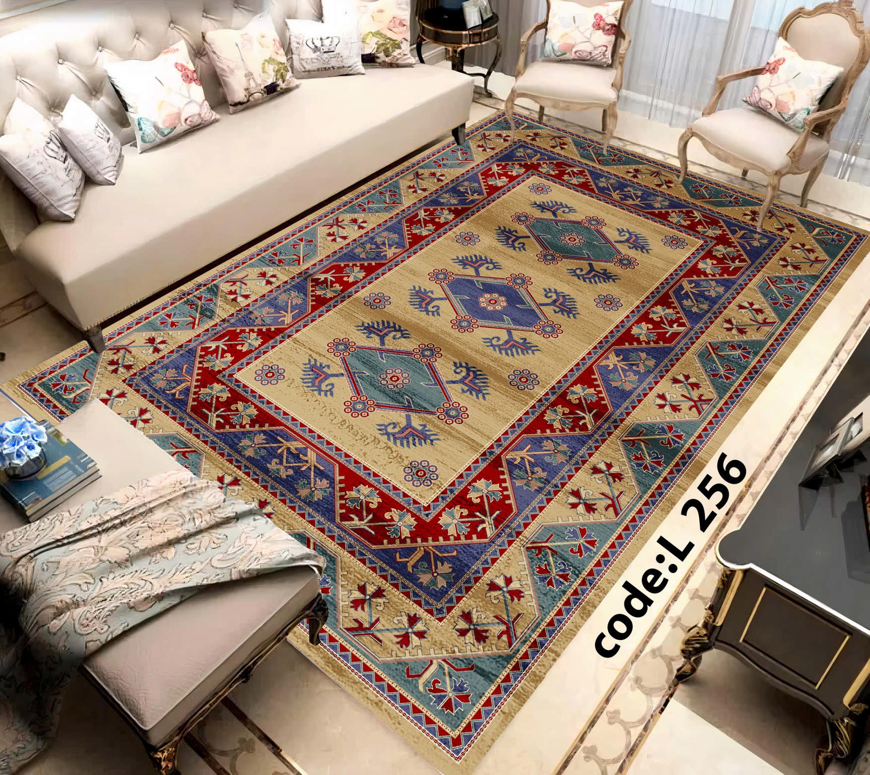 روفرشی کشدار (کاور فرش) و فرشینه و پادری کالای خواب متین کد L 256
