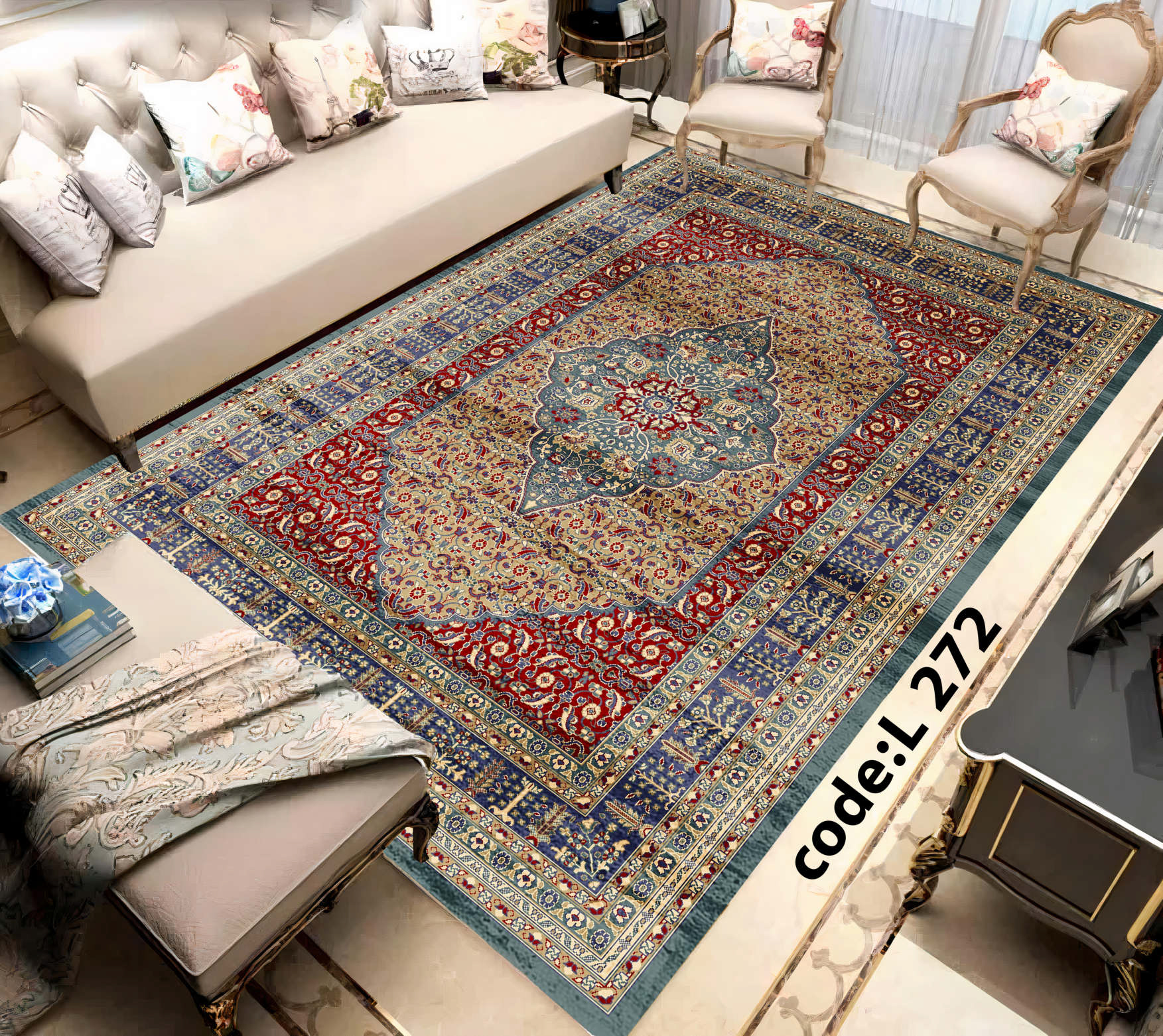 روفرشی کشدار (کاور فرش) و فرشینه و پادری کالای خواب متین کد L 272