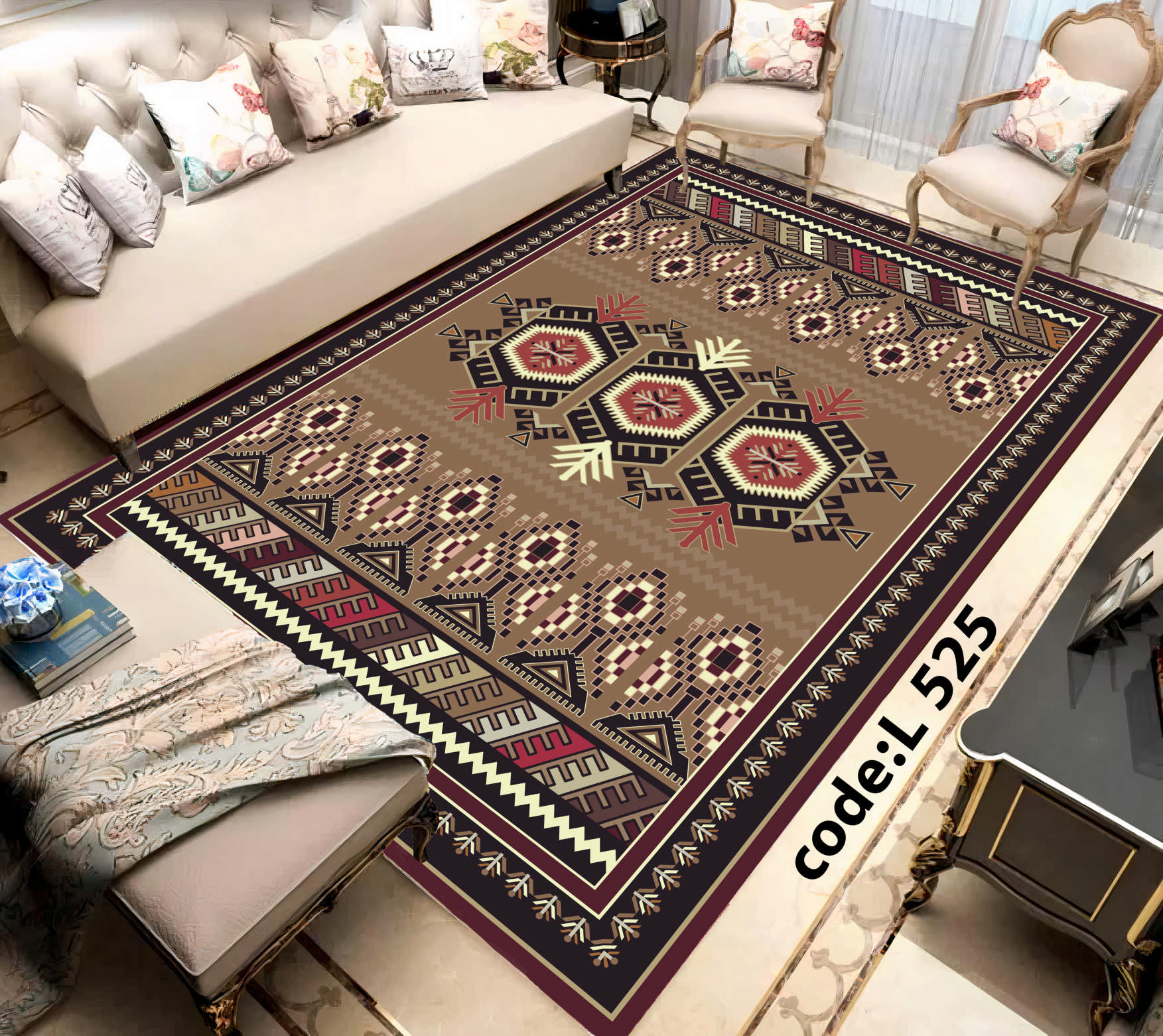 روفرشی کشدار (کاور فرش) و فرشینه و پادری کالای خواب متین کد L 525