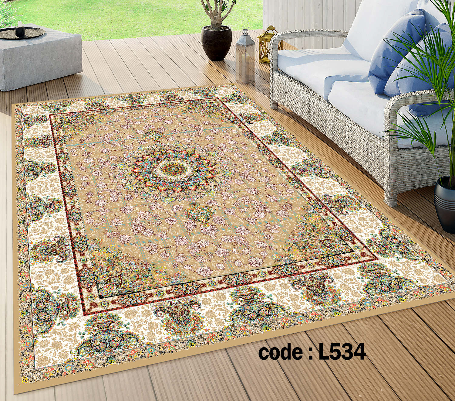 روفرشی کشدار (کاور فرش) و فرشینه و پادری کالای خواب متین کد L 534