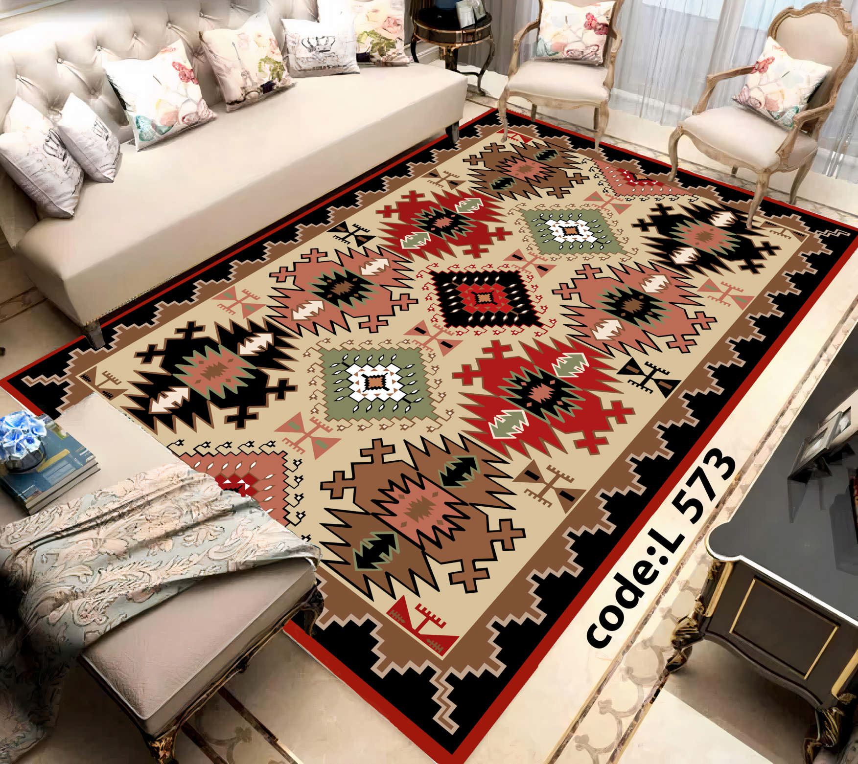 روفرشی کشدار (کاور فرش) و فرشینه و پادری کالای خواب متین کد L 573