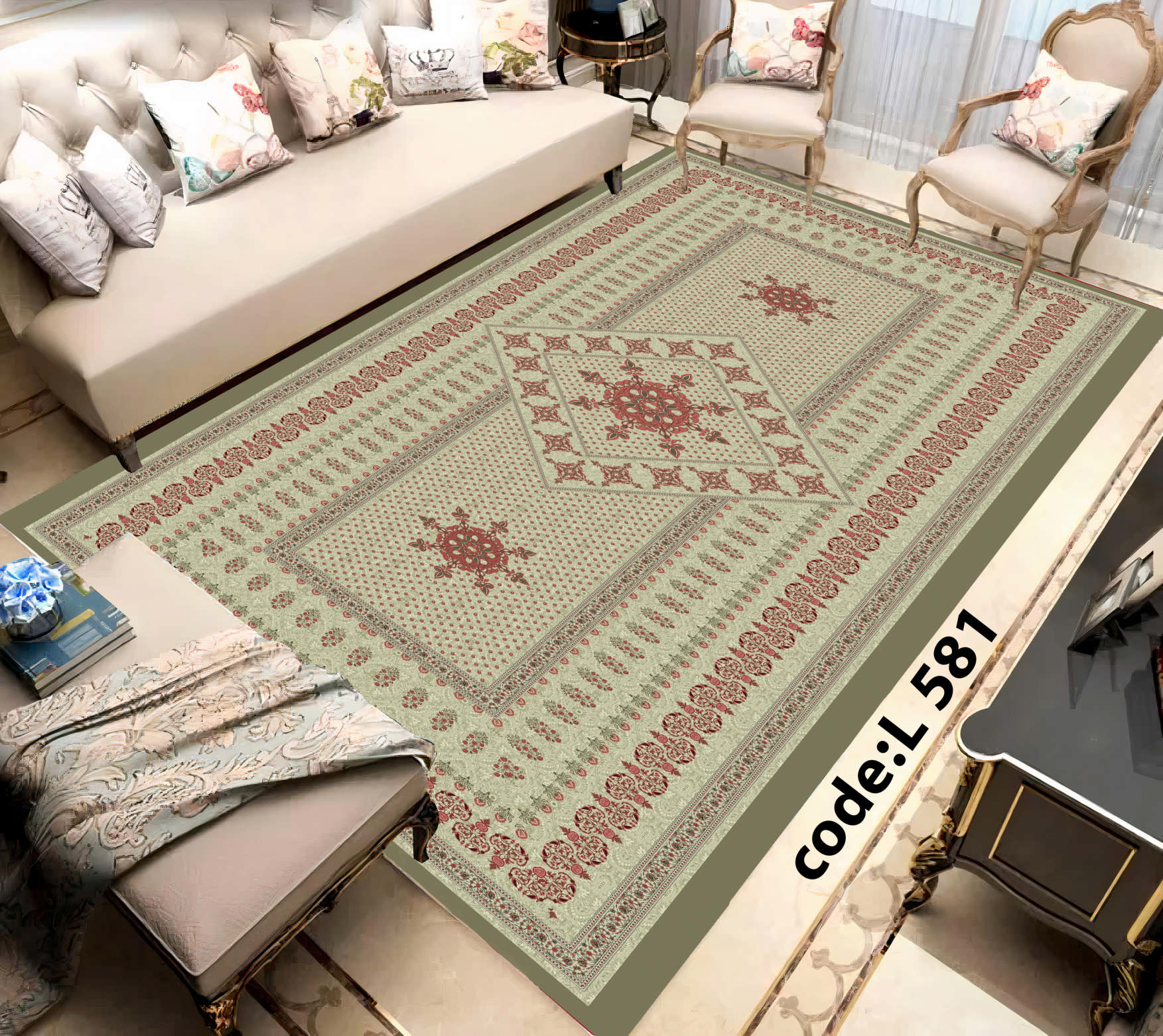 روفرشی کشدار (کاور فرش) و فرشینه و پادری کالای خواب متین کد L 581