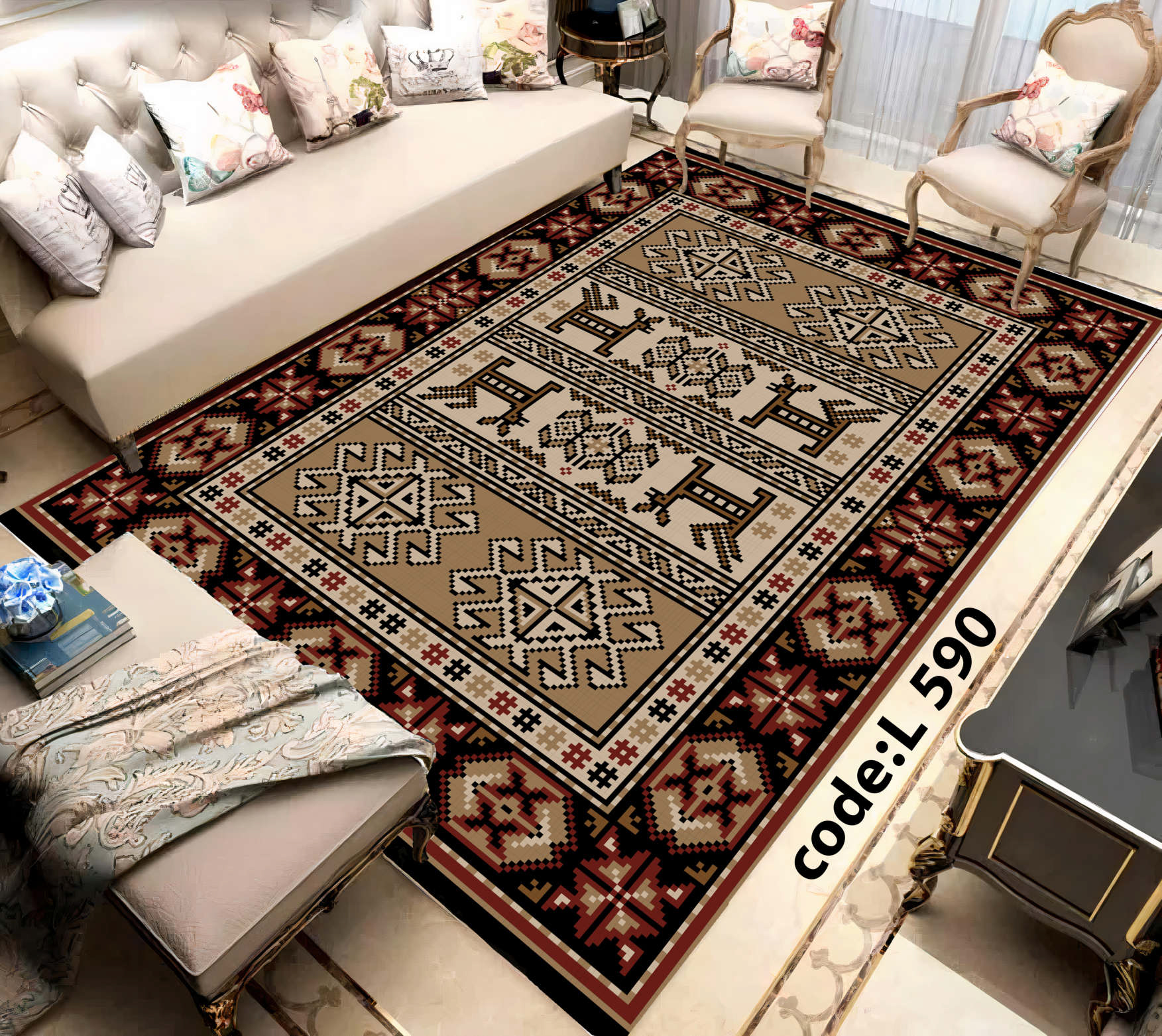 روفرشی کشدار (کاور فرش) و فرشینه و پادری کالای خواب متین کد L 590