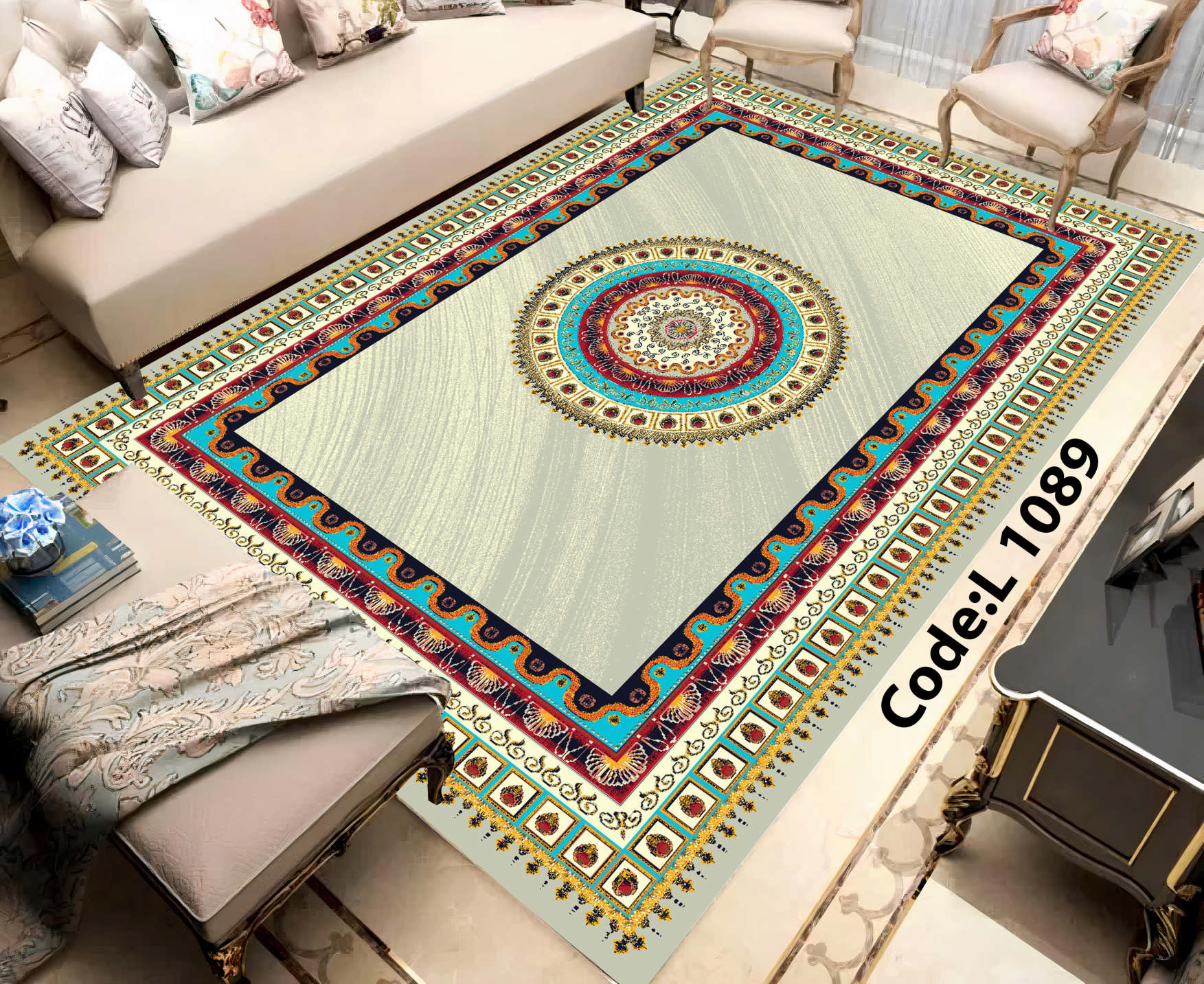 روفرشی کشدار (کاور فرش) و فرشینه و پادری کالای خواب متین کد L 1089