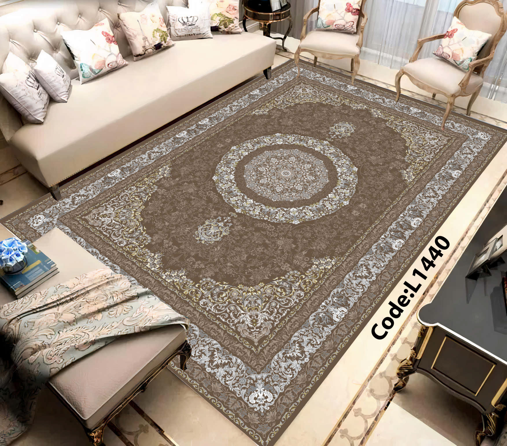 روفرشی کشدار (کاور فرش) و فرشینه و پادری کالای خواب متین کد L 1440