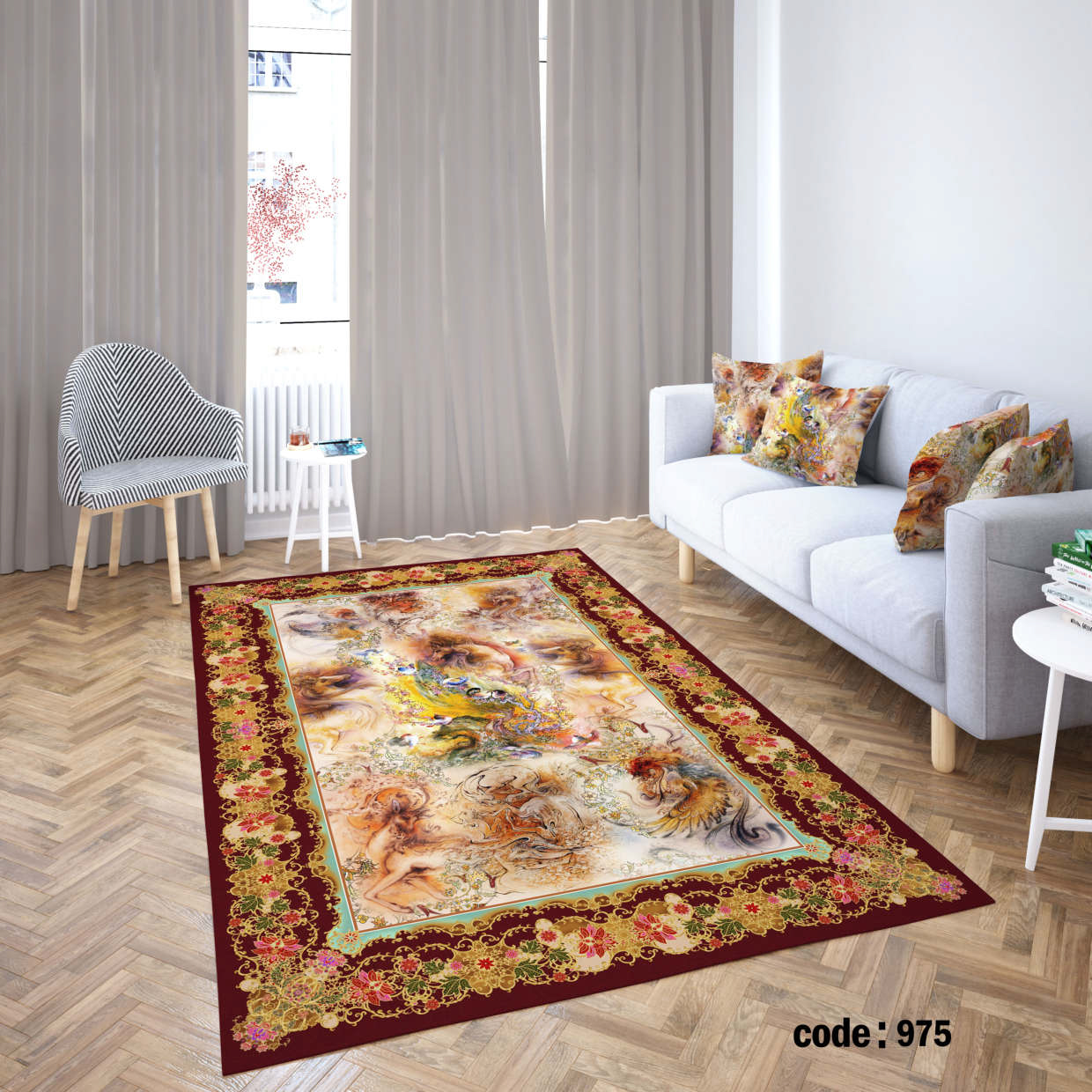 روفرشی کشدار (کاور فرش) و فرشینه و پادری کالای خواب متین کد 975