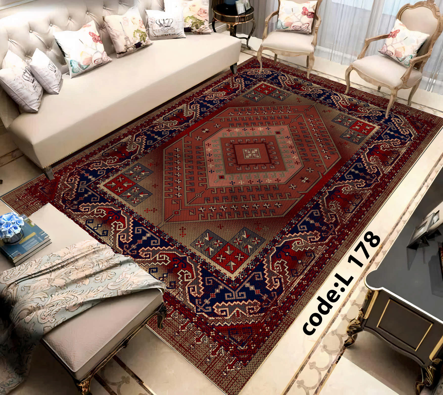 روفرشی کشدار (کاور فرش) و فرشینه و پادری کالای خواب متین کد L 178