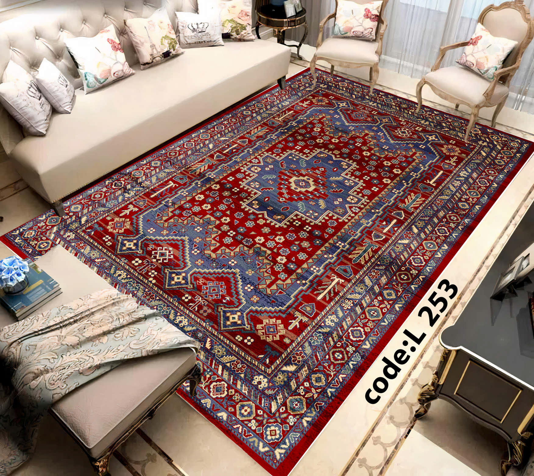 روفرشی کشدار (کاور فرش) و فرشینه و پادری کالای خواب متین کد L 253