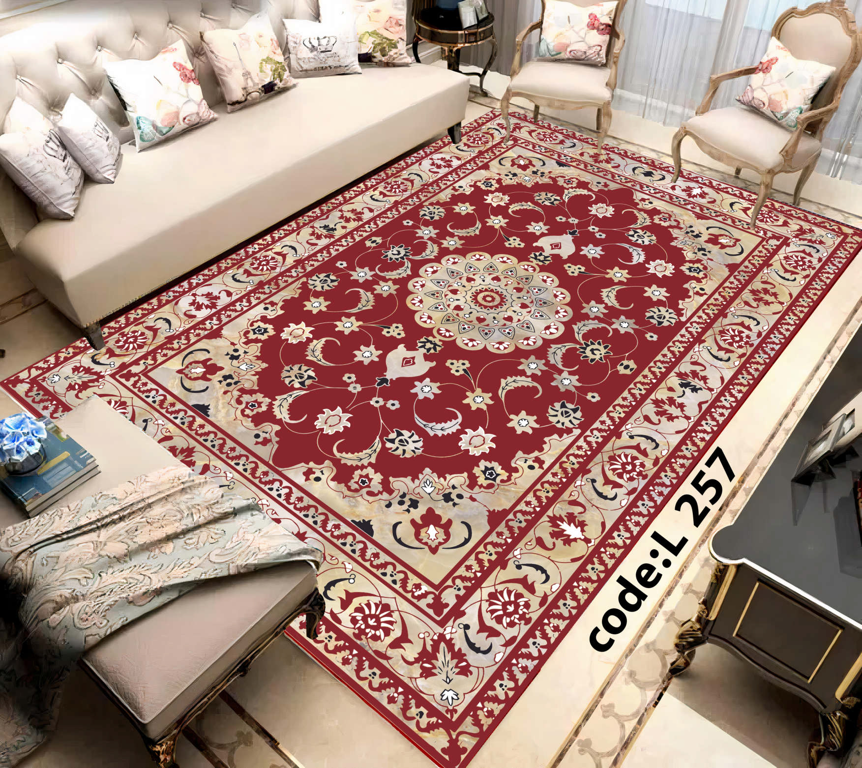 روفرشی کشدار (کاور فرش) و فرشینه و پادری کالای خواب متین کد L 257