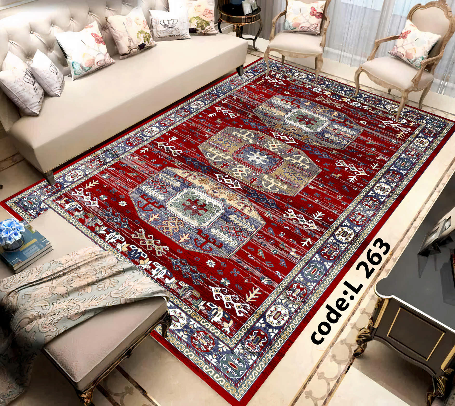 روفرشی کشدار (کاور فرش) و فرشینه و پادری کالای خواب متین کد L 263