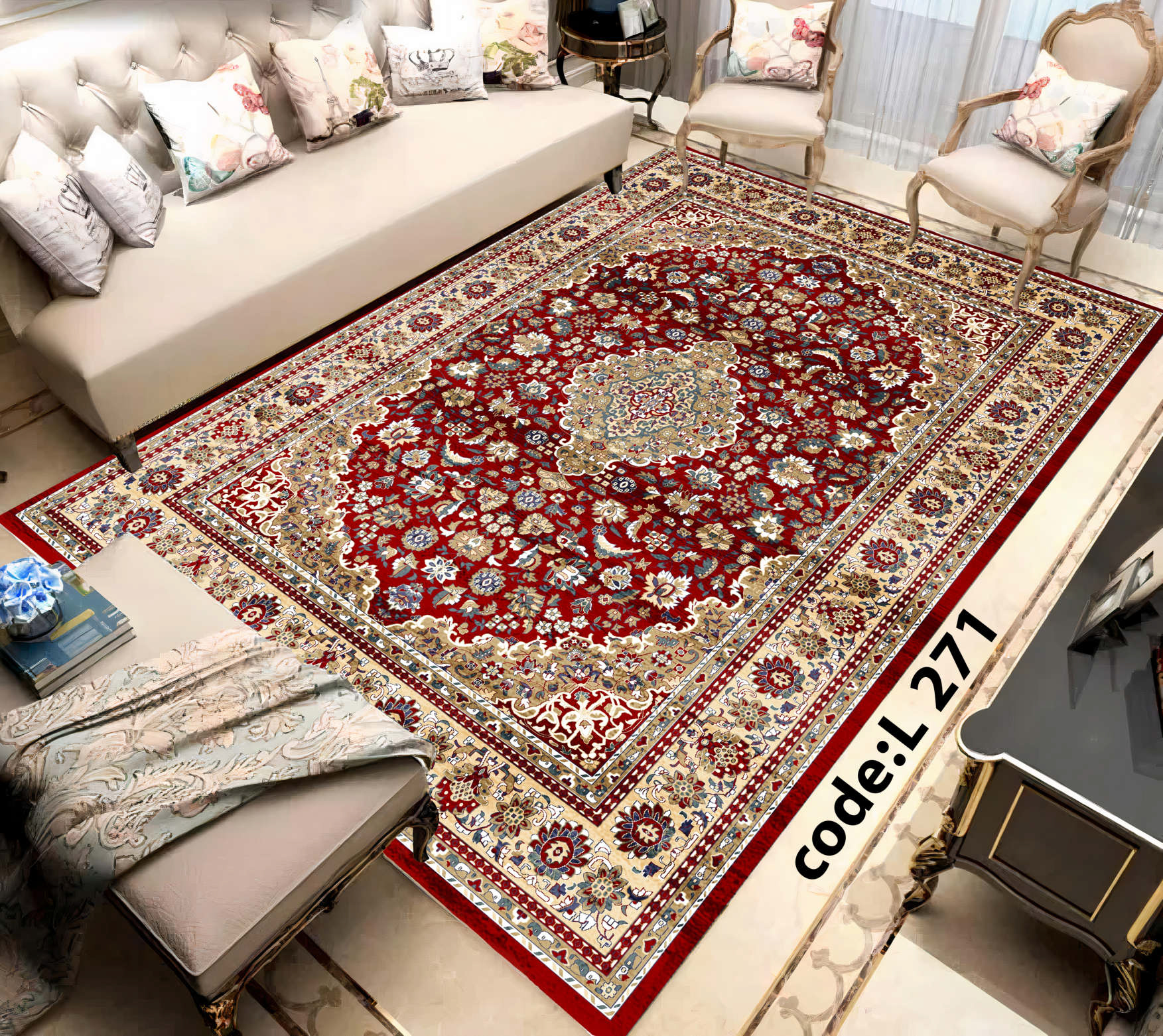 روفرشی کشدار (کاور فرش) و فرشینه و پادری کالای خواب متین کد L 271