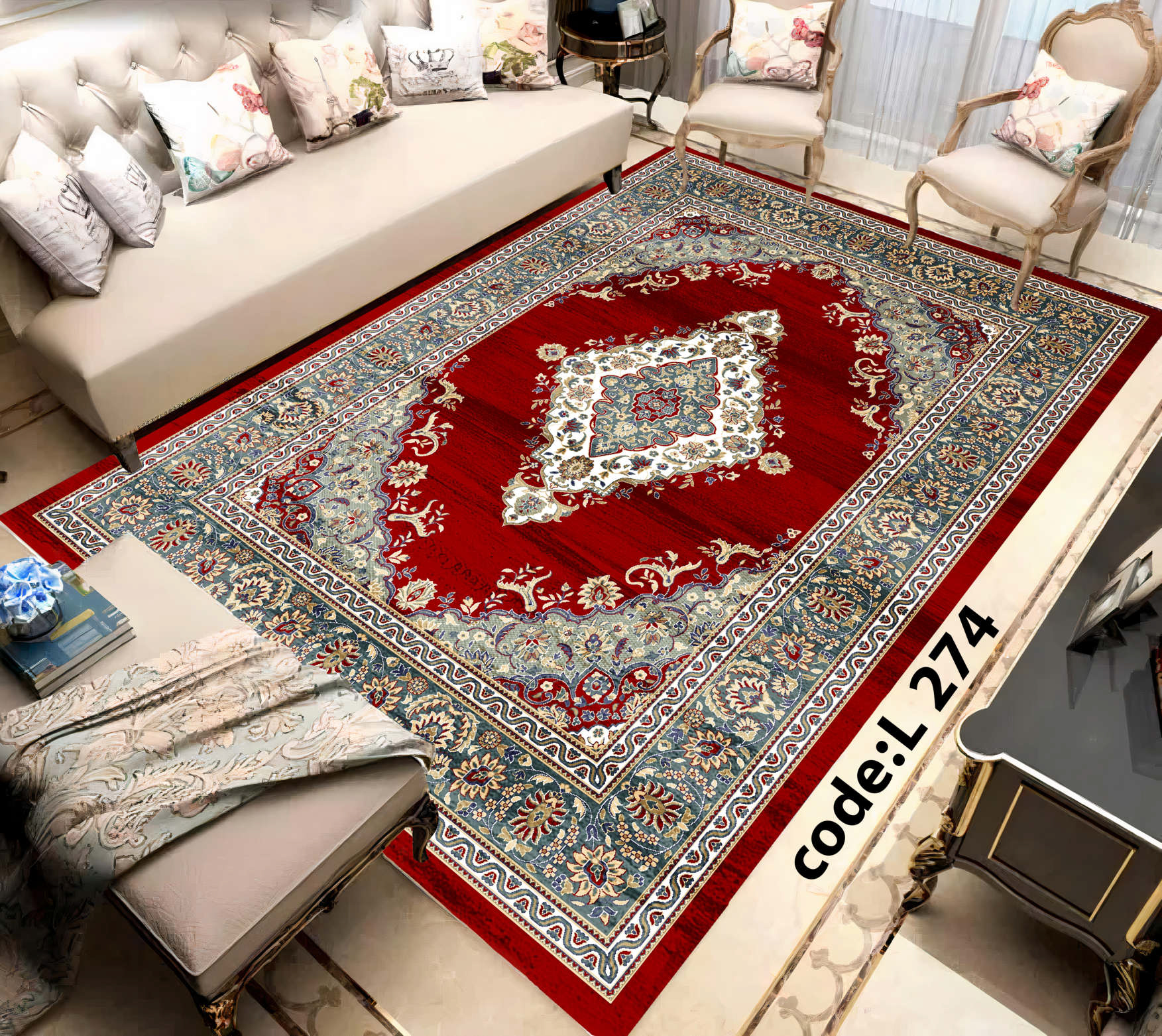 روفرشی کشدار (کاور فرش) و فرشینه و پادری کالای خواب متین کد L 274