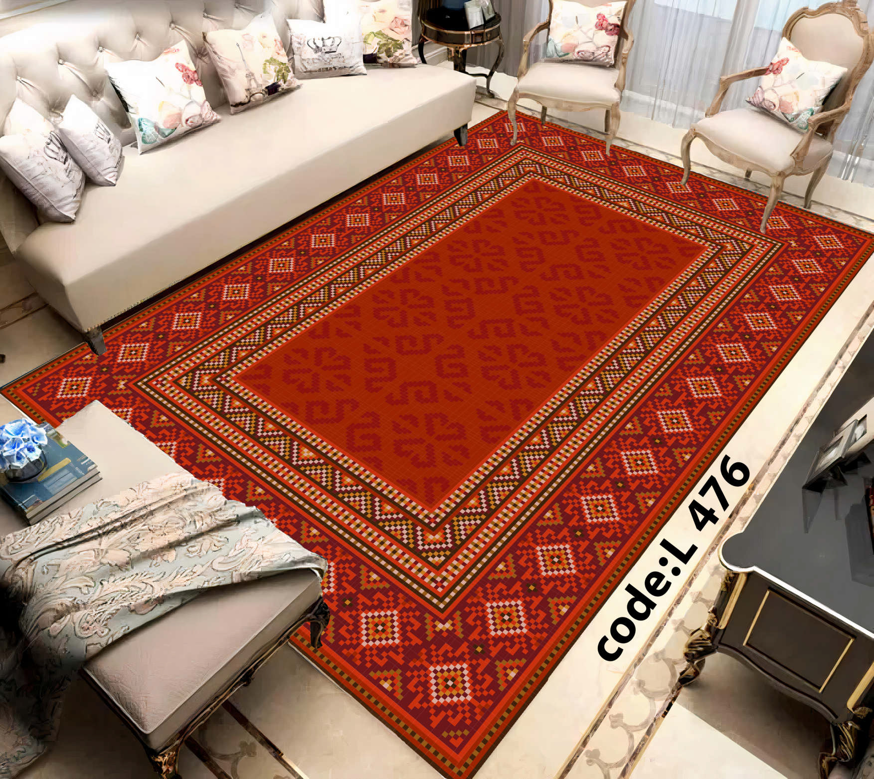 روفرشی کشدار (کاور فرش) و فرشینه و پادری کالای خواب متین کد L 476