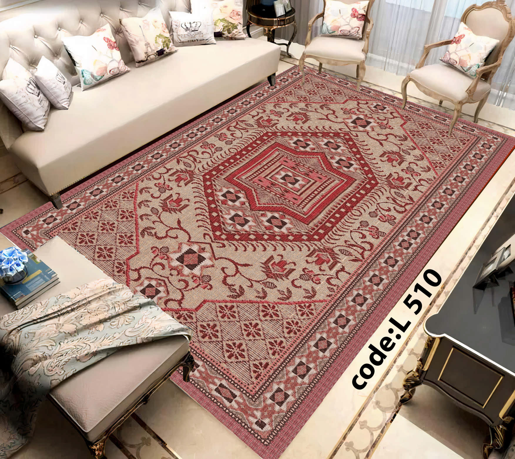 روفرشی کشدار (کاور فرش) و فرشینه و پادری کالای خواب متین کد L 510