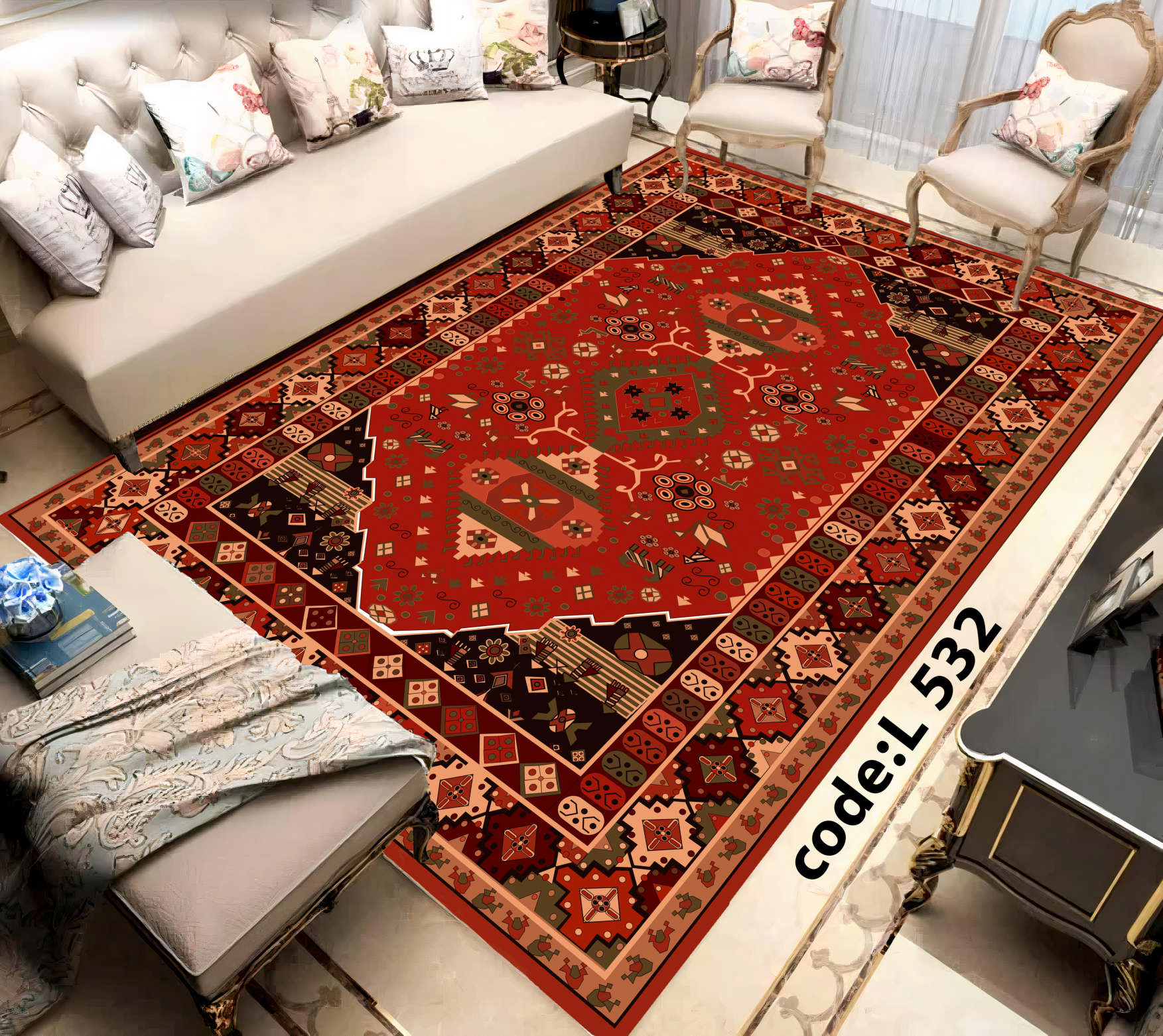 روفرشی کشدار (کاور فرش) و فرشینه و پادری کالای خواب متین کد L 532